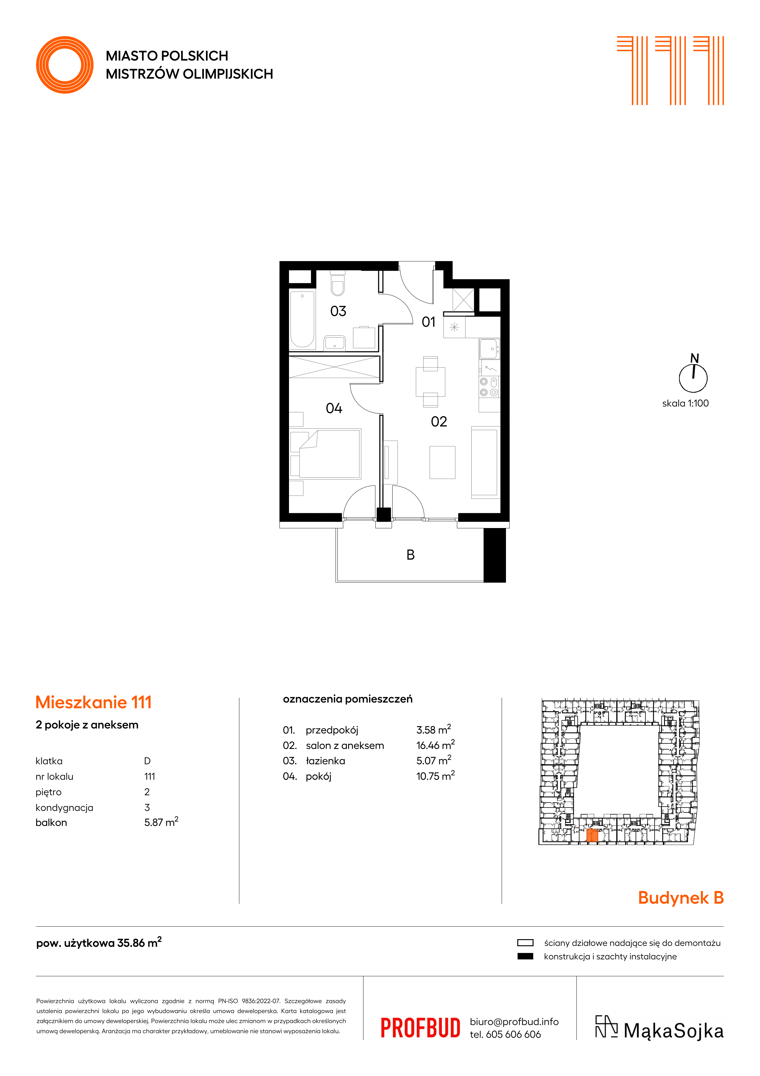 Mieszkanie 35,86 m², piętro 2, oferta nr B.D111, Miasto Polskich Mistrzów Olimpijskich - Paryż, Mysiadło, ul. Olimpijska-idx