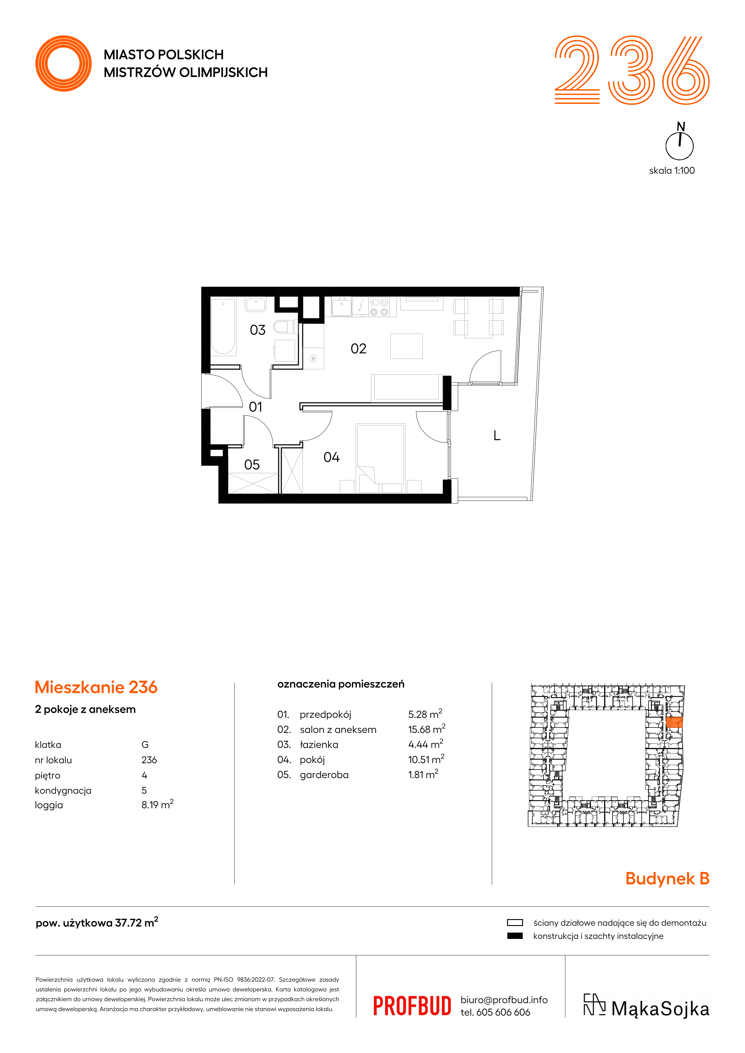 Mieszkanie 37,72 m², piętro 4, oferta nr B.G236, Miasto Polskich Mistrzów Olimpijskich - Paryż, Mysiadło, ul. Olimpijska-idx