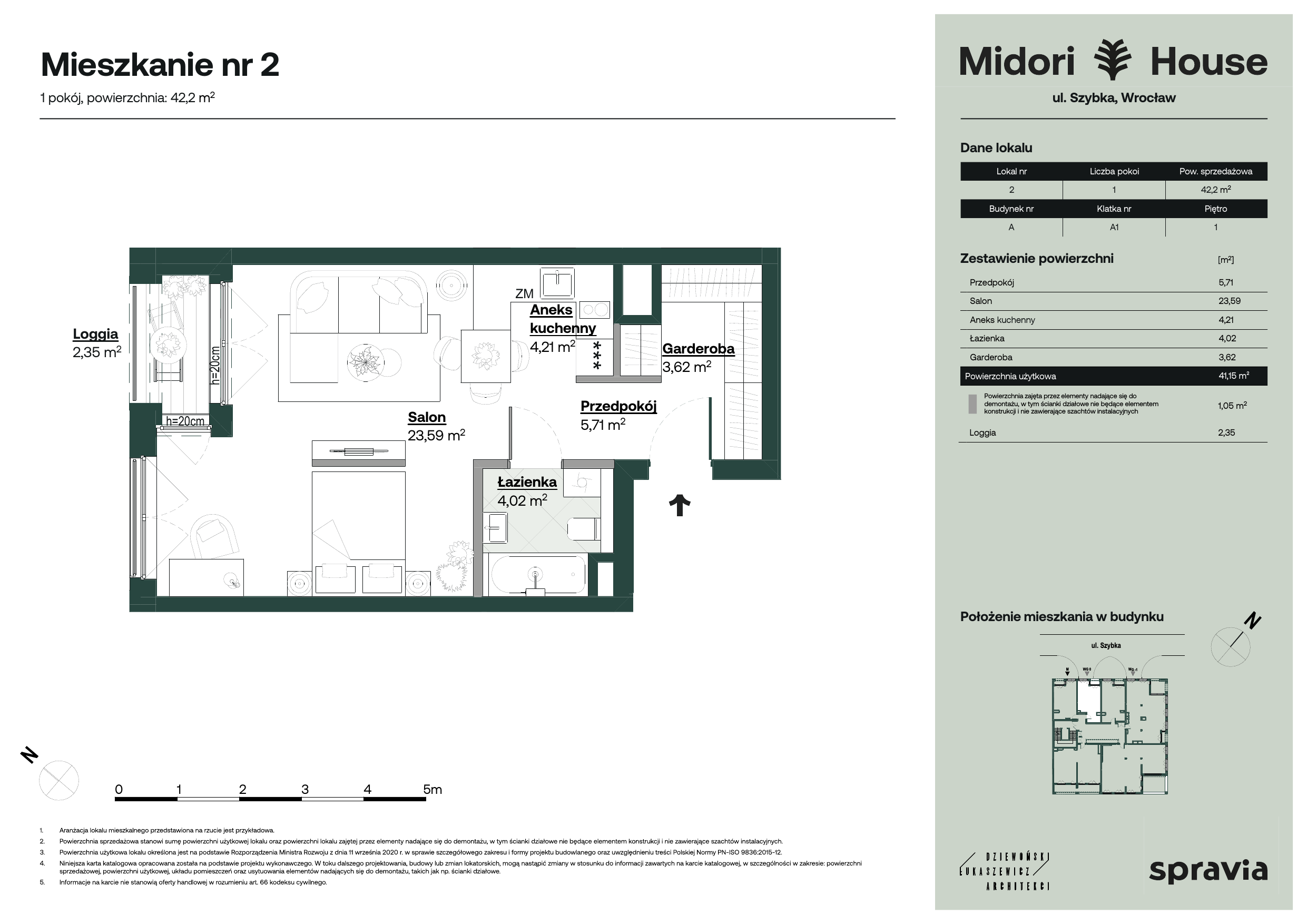 Mieszkanie 42,20 m², piętro 1, oferta nr 2, Midori House, Wrocław, Przedmieście Oławskie, ul. Szybka 9-idx