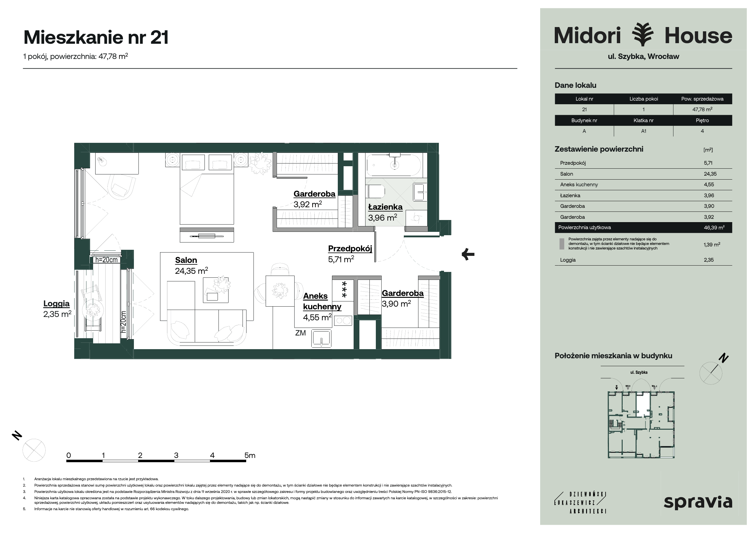 Mieszkanie 47,78 m², piętro 4, oferta nr 21, Midori House, Wrocław, Przedmieście Oławskie, ul. Szybka 9-idx