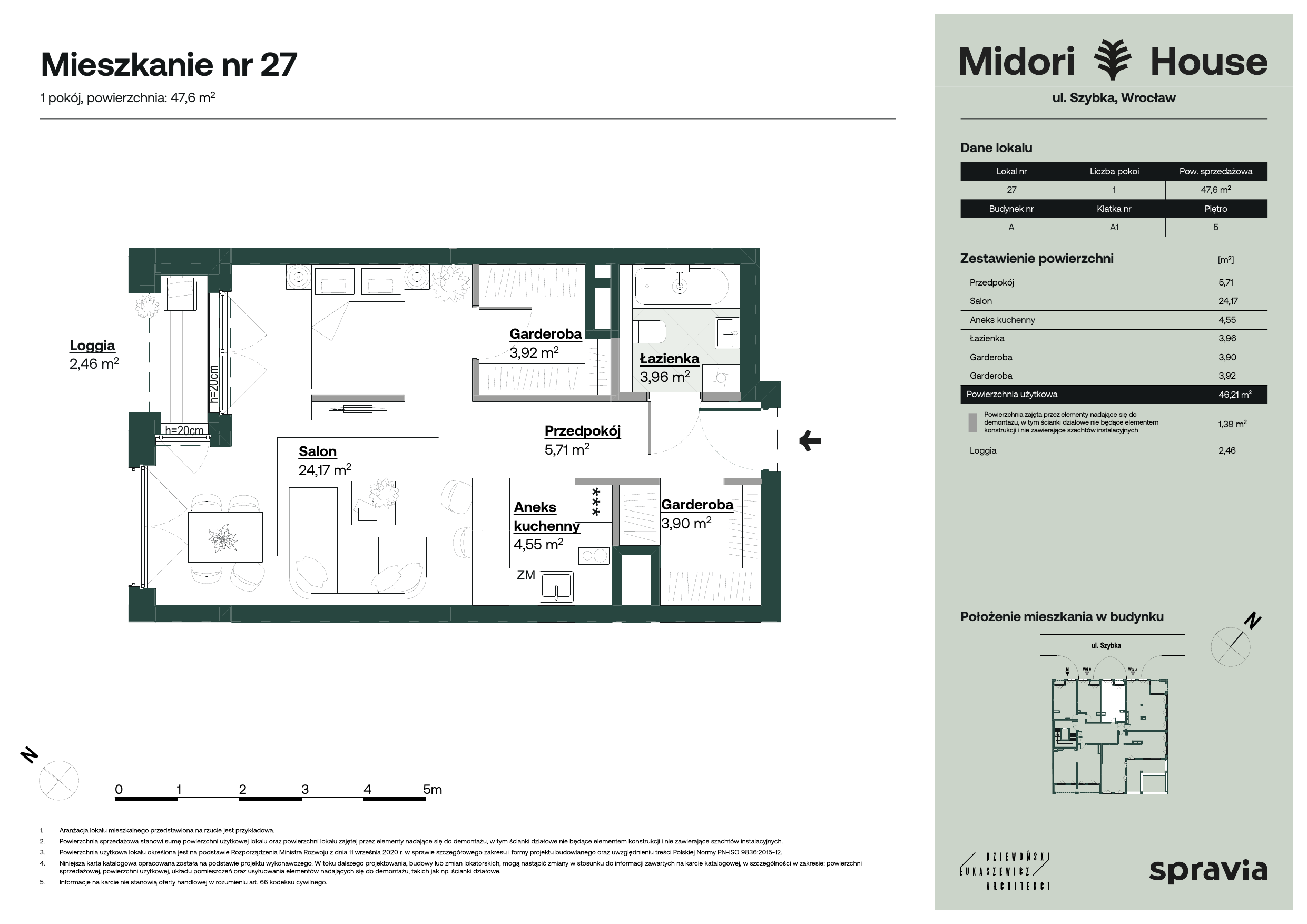 Mieszkanie 47,60 m², piętro 5, oferta nr 27, Midori House, Wrocław, Przedmieście Oławskie, ul. Szybka 9-idx