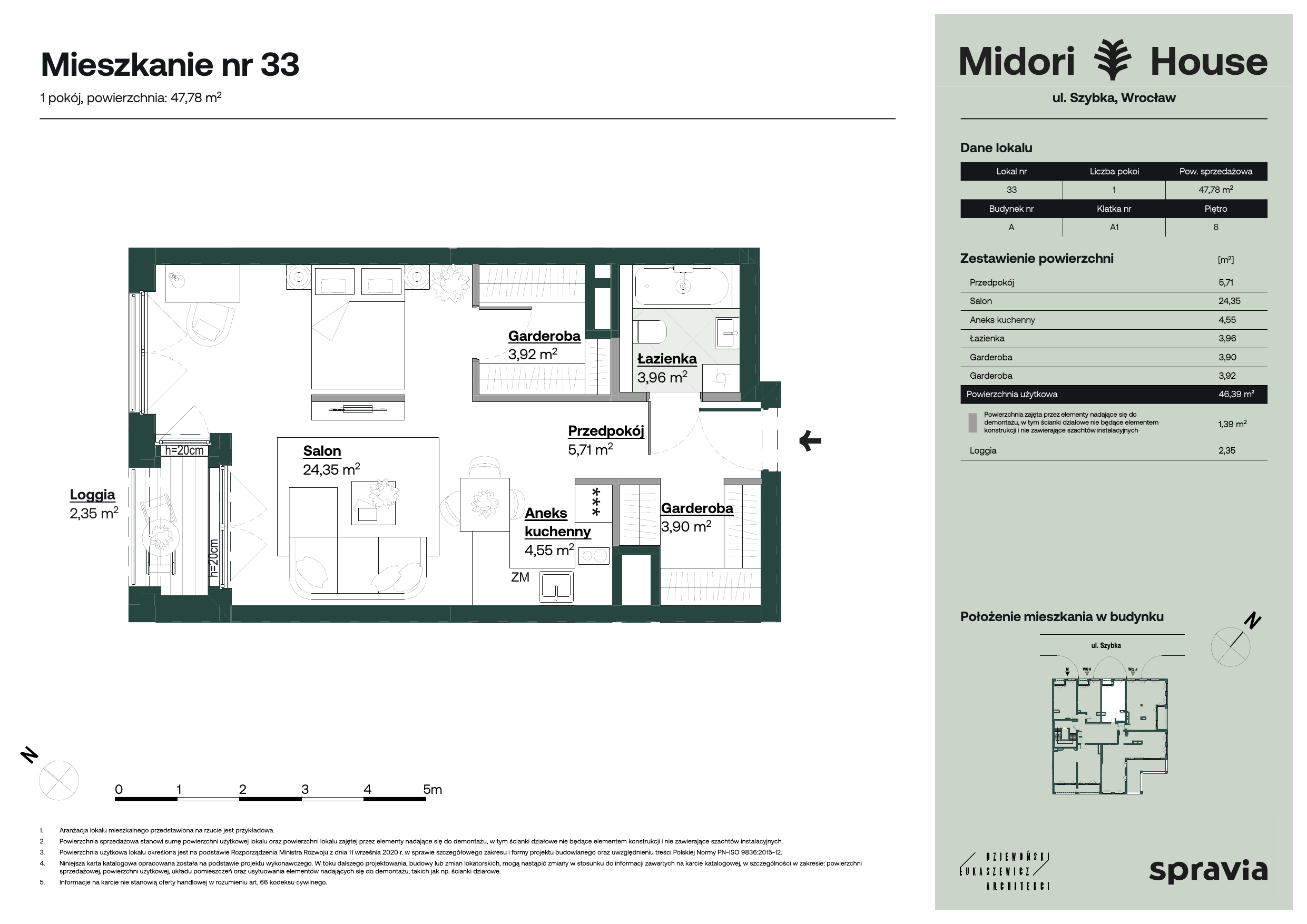 Mieszkanie 47,78 m², piętro 6, oferta nr 33, Midori House, Wrocław, Przedmieście Oławskie, ul. Szybka 9-idx