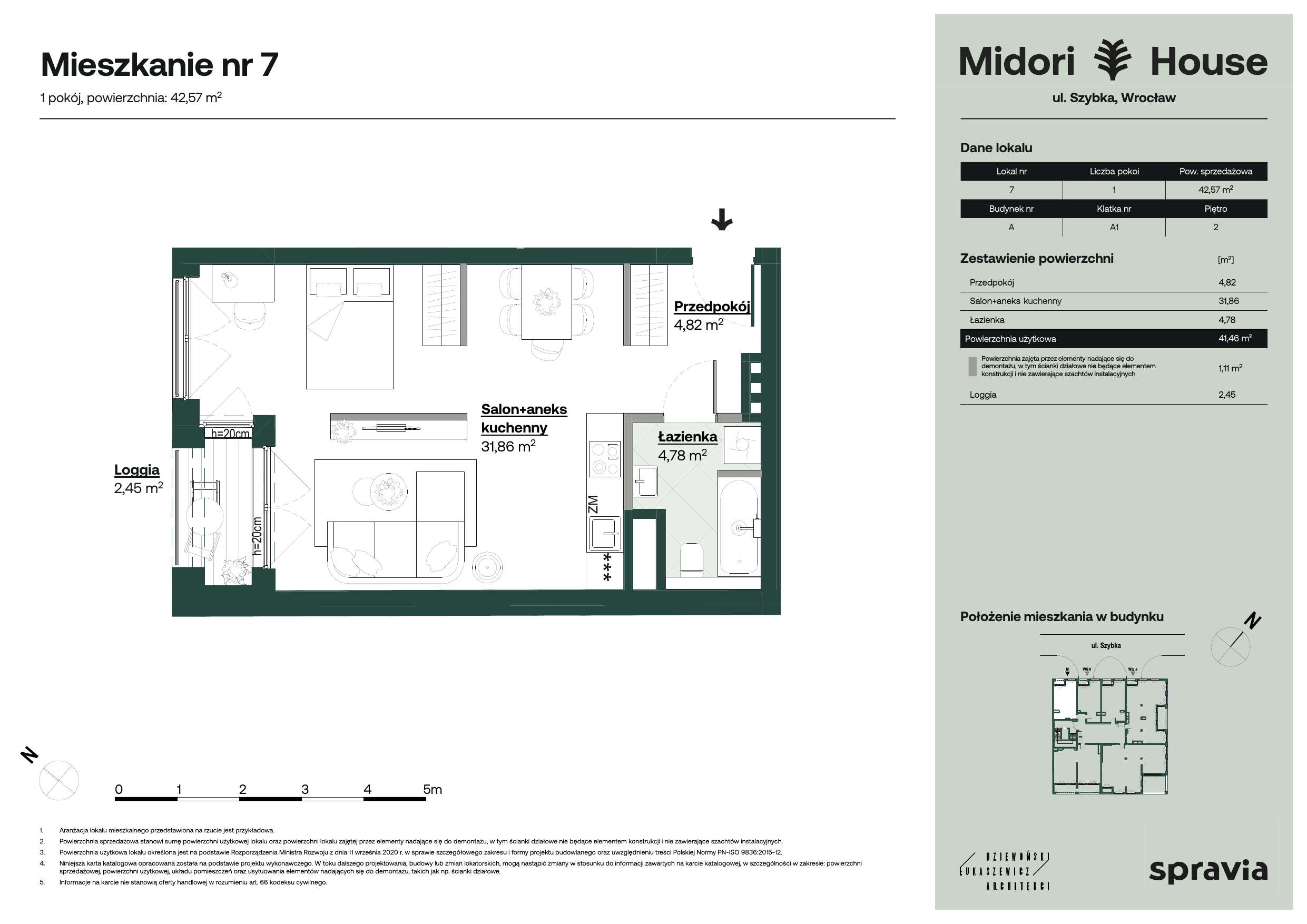 Mieszkanie 42,57 m², piętro 2, oferta nr 7, Midori House, Wrocław, Przedmieście Oławskie, ul. Szybka 9-idx