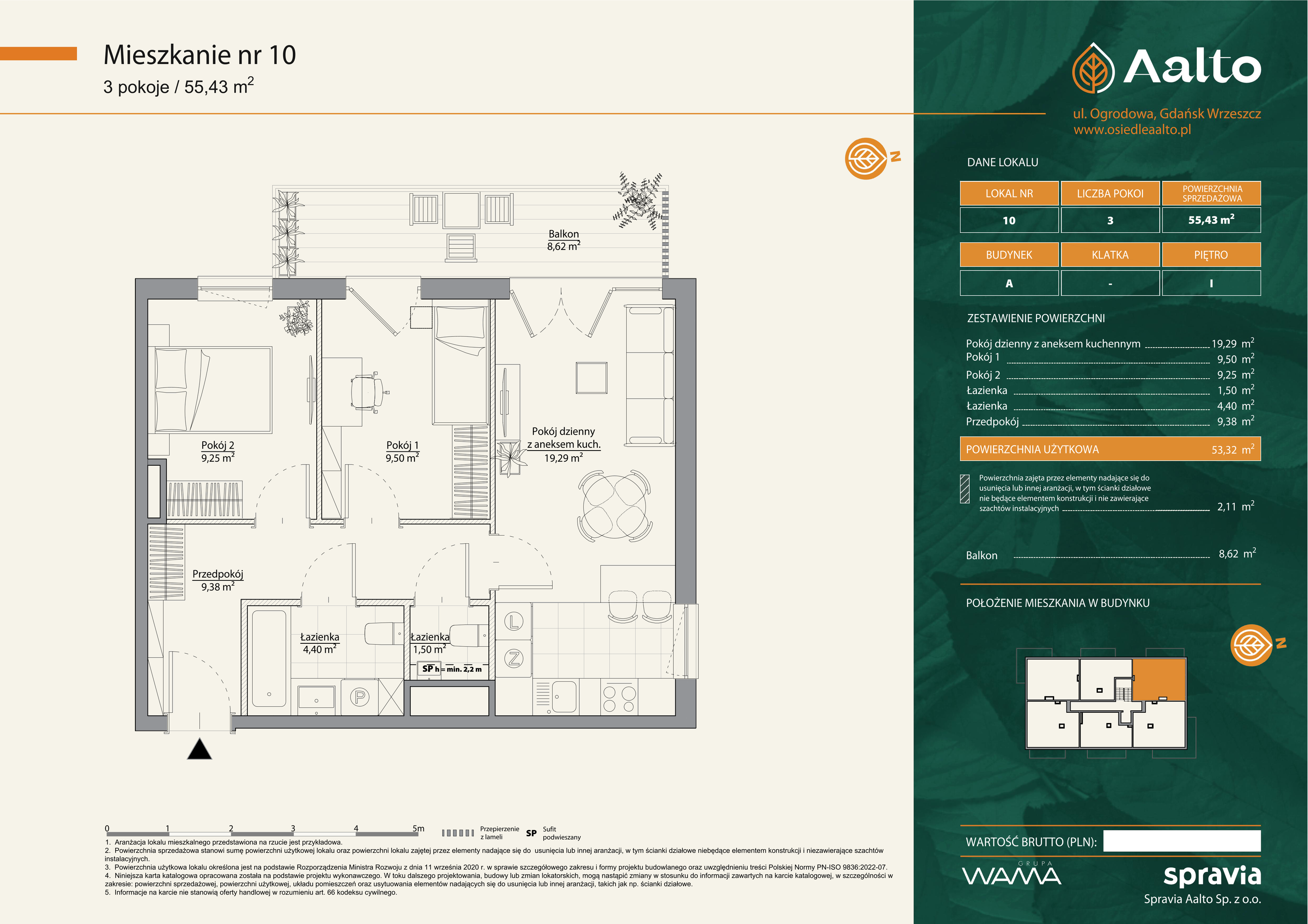 Mieszkanie 55,43 m², piętro 1, oferta nr A-10, Aalto, Gdańsk, Wrzeszcz, ul. Ogrodowa-idx