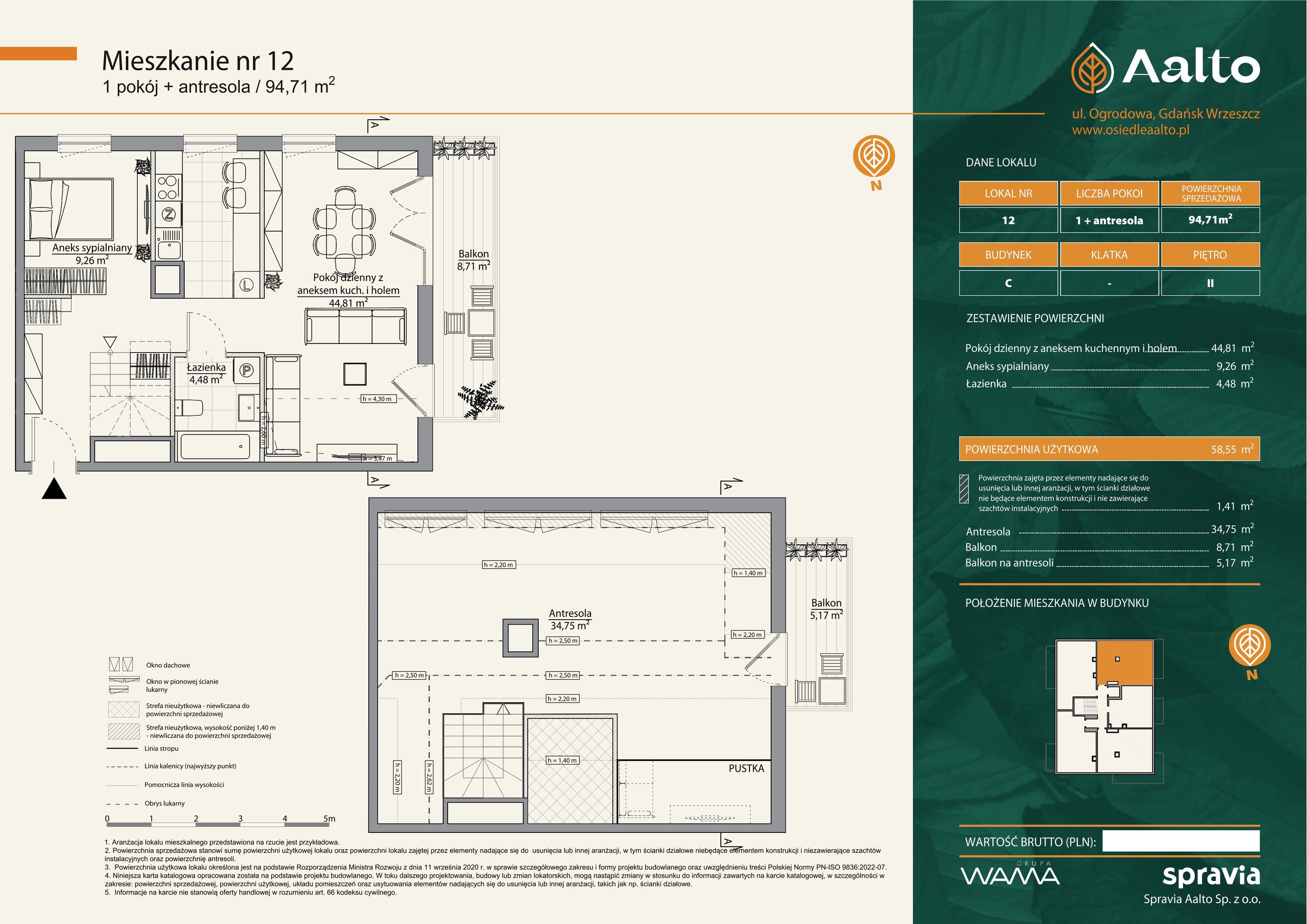 Mieszkanie 94,71 m², piętro 2, oferta nr C-12, Aalto, Gdańsk, Wrzeszcz, ul. Ogrodowa-idx