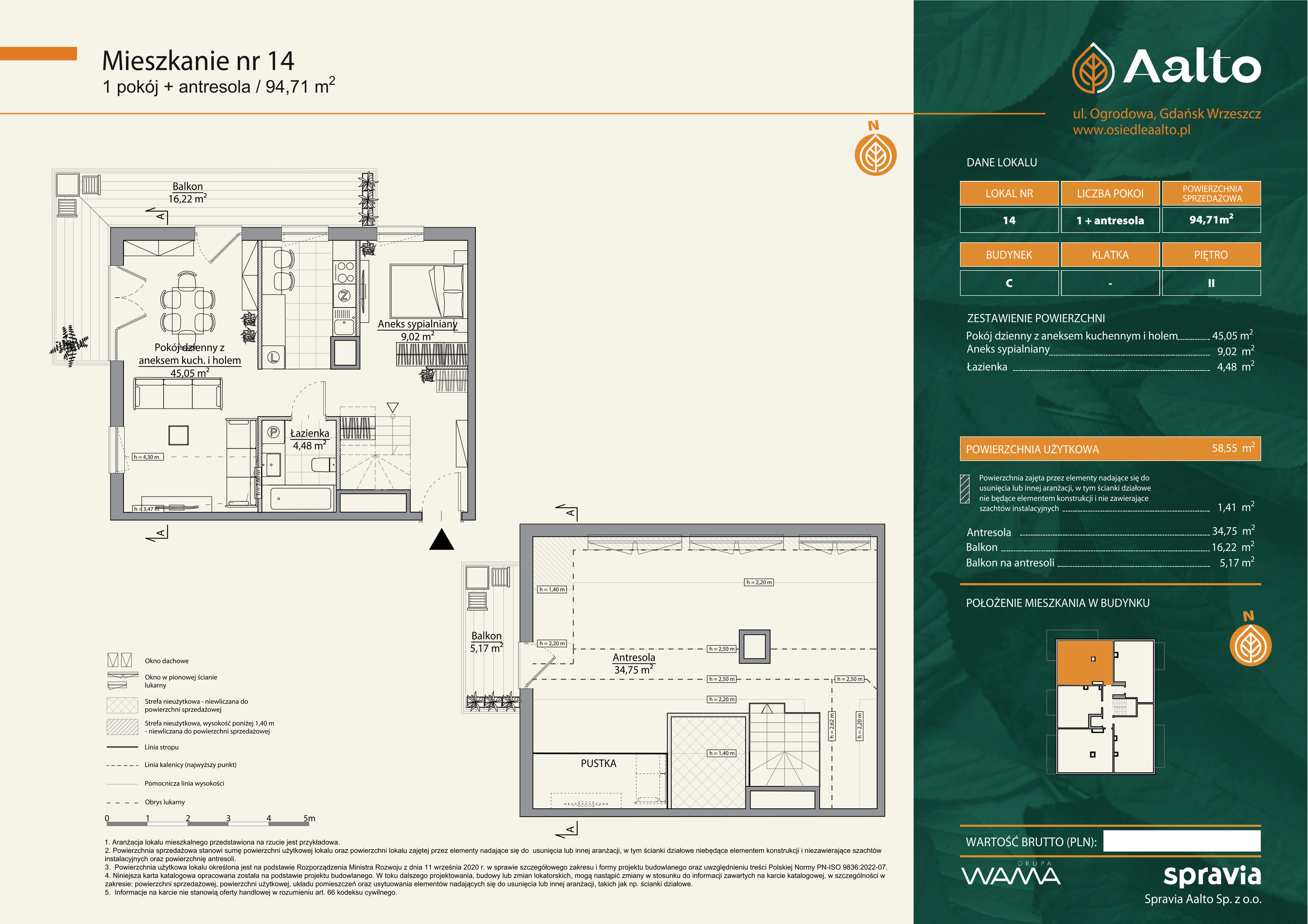 Mieszkanie 94,71 m², piętro 2, oferta nr C-14, Aalto, Gdańsk, Wrzeszcz, ul. Ogrodowa-idx