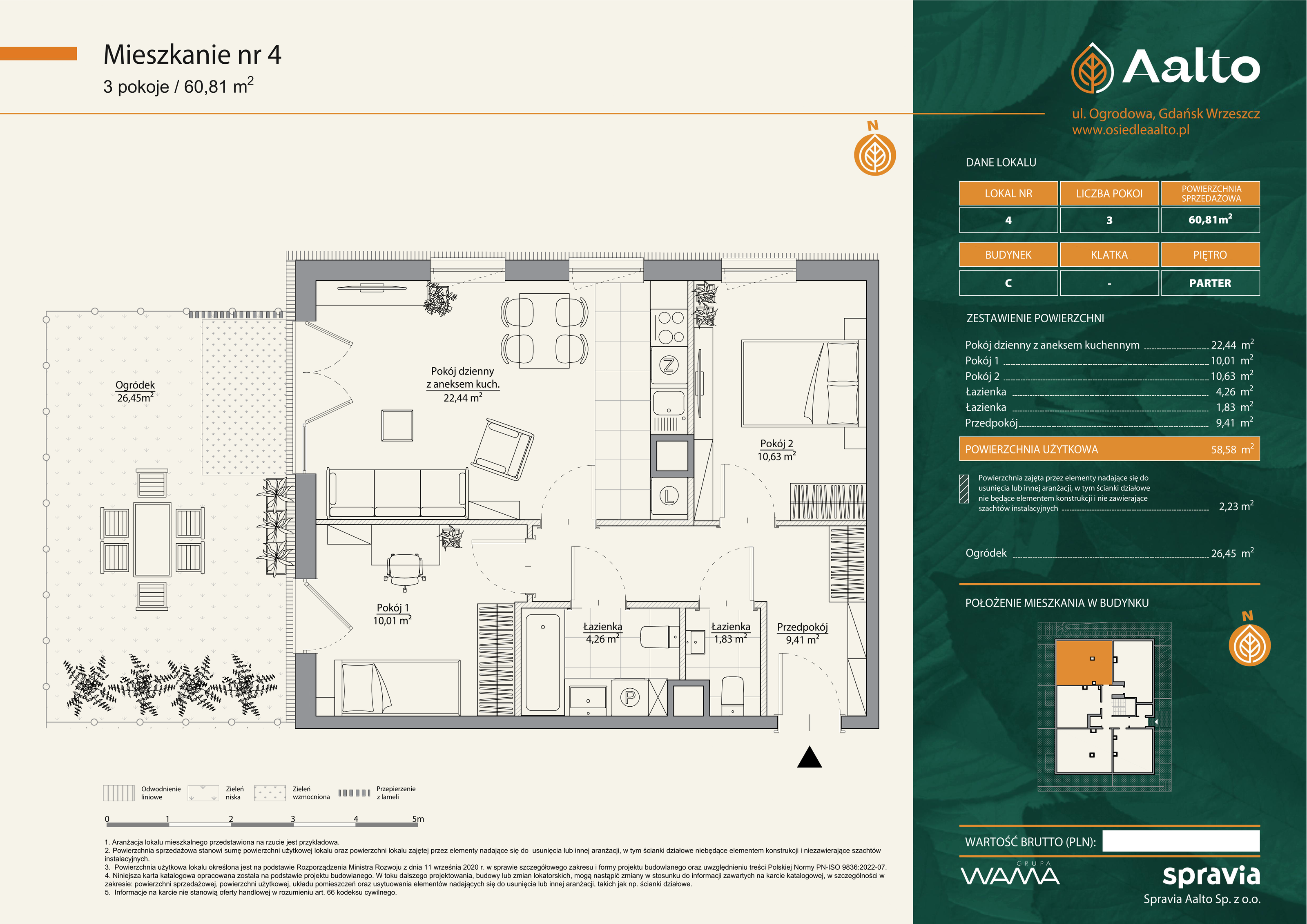 Mieszkanie 60,81 m², parter, oferta nr C-4, Aalto, Gdańsk, Wrzeszcz, ul. Ogrodowa-idx