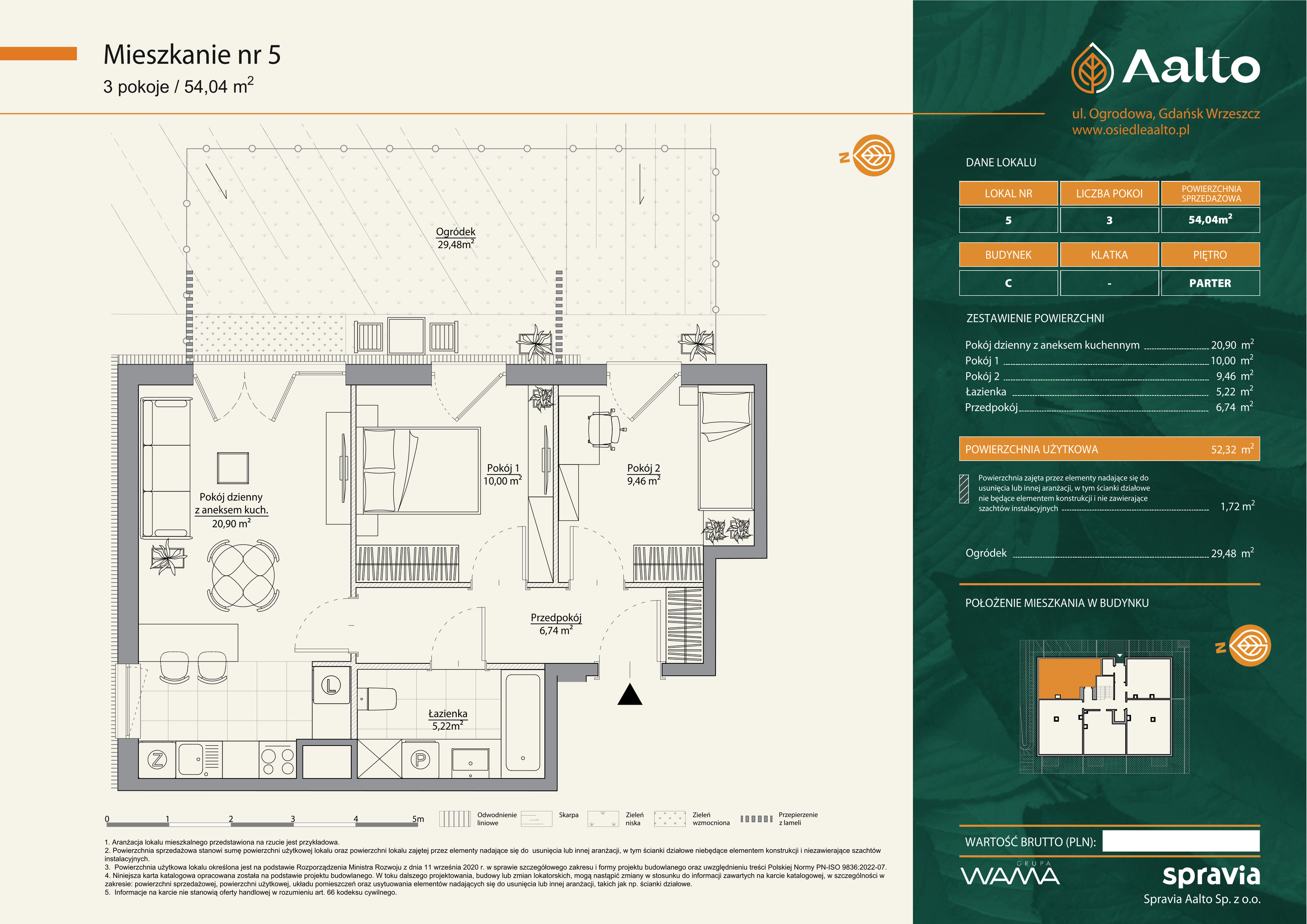 Mieszkanie 54,04 m², parter, oferta nr C-5, Aalto, Gdańsk, Wrzeszcz, ul. Ogrodowa-idx