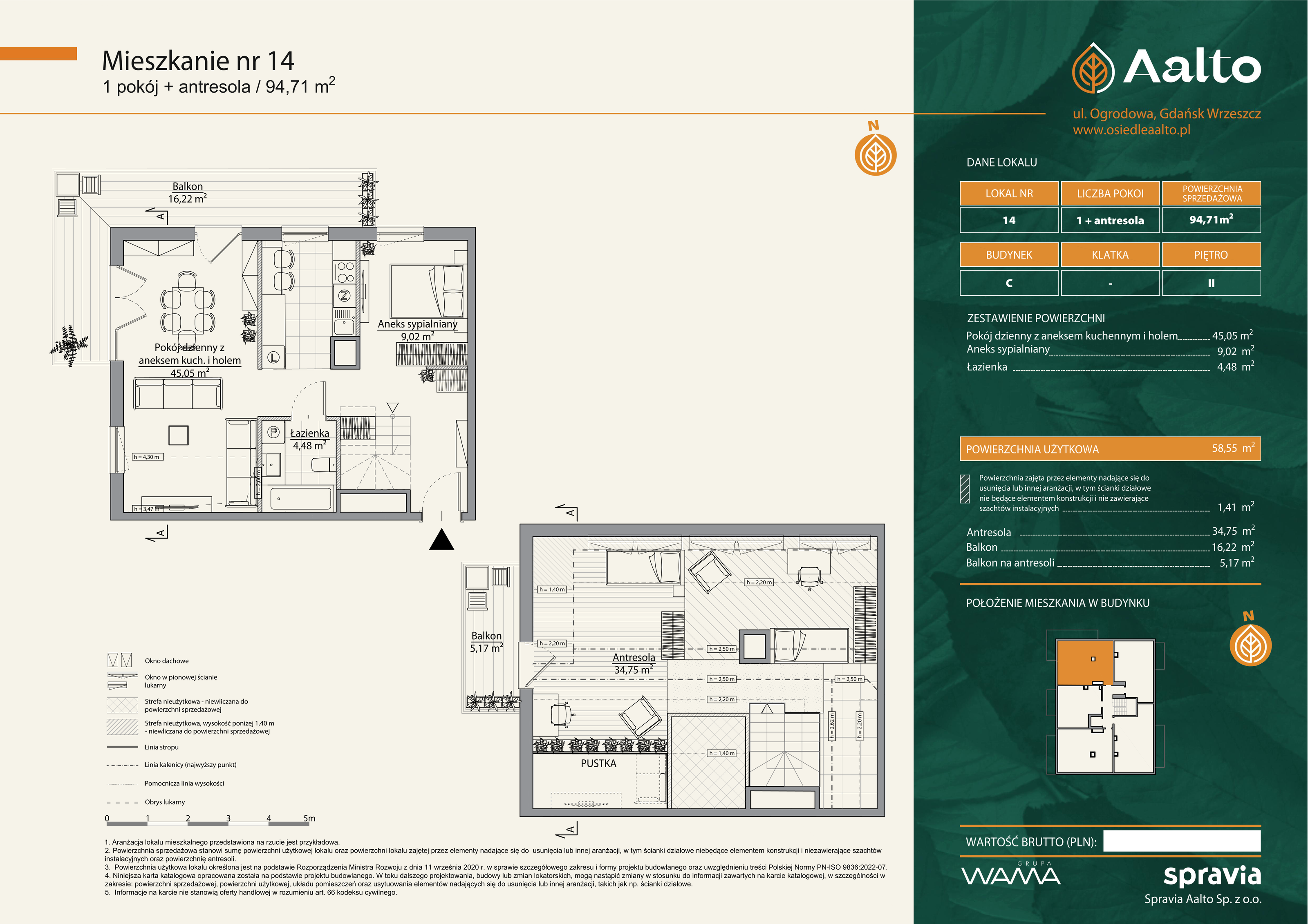 Mieszkanie 94,71 m², piętro 2, oferta nr C-14, Aalto, Gdańsk, Wrzeszcz, ul. Ogrodowa-idx