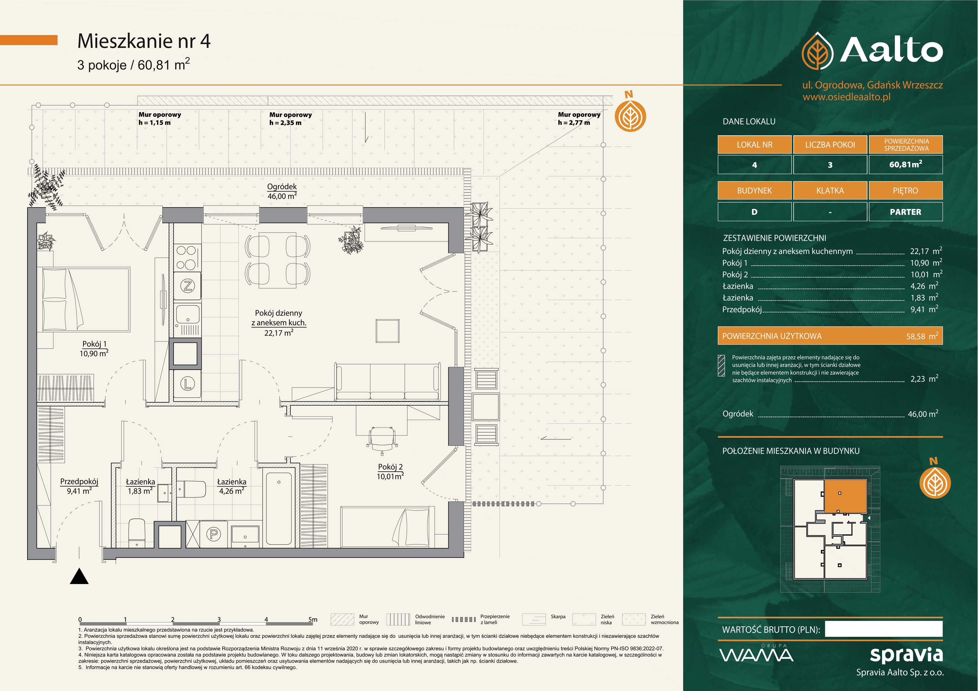 Mieszkanie 60,81 m², parter, oferta nr D-4, Aalto, Gdańsk, Wrzeszcz, ul. Ogrodowa-idx