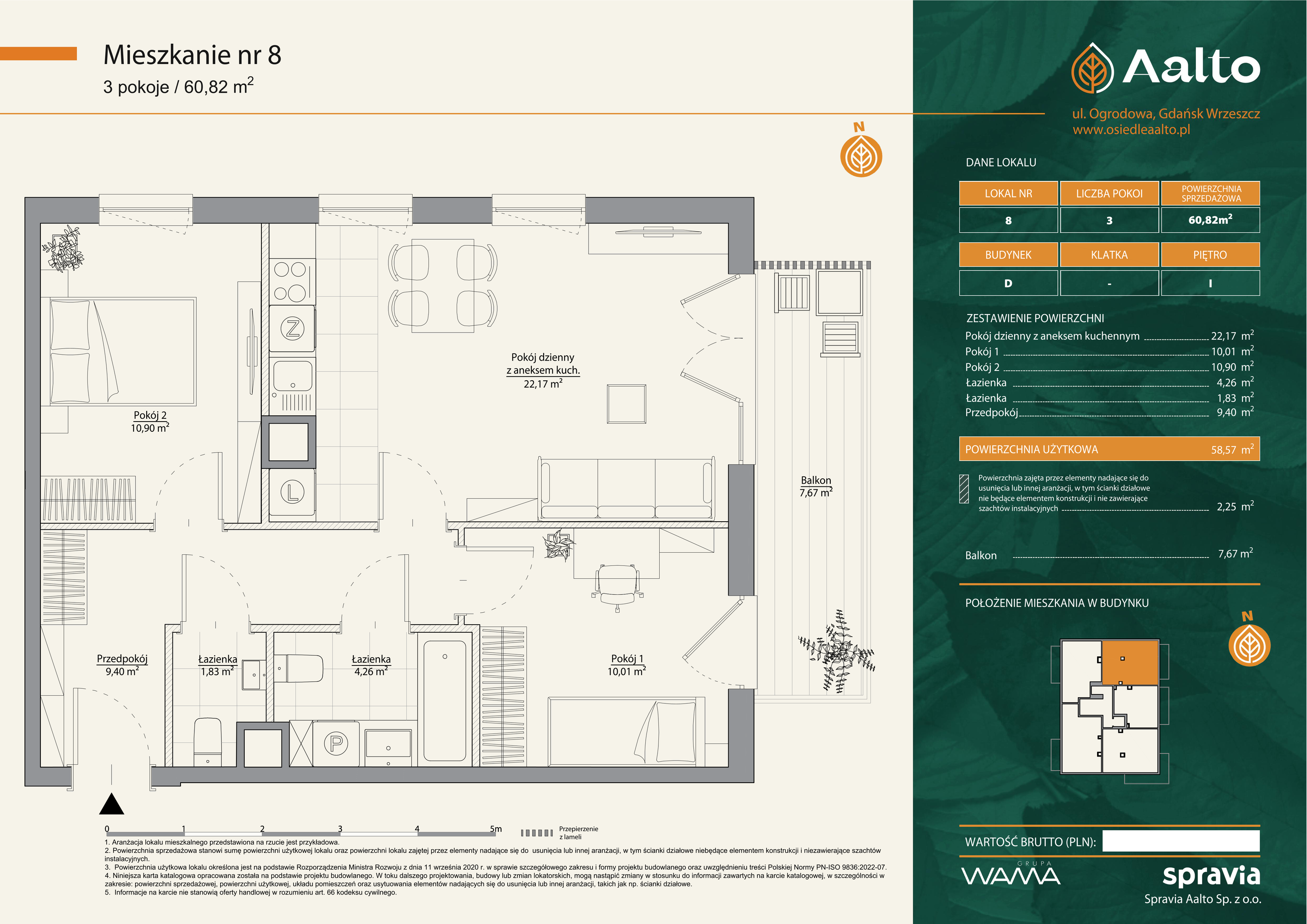 Mieszkanie 60,82 m², piętro 1, oferta nr D-8, Aalto, Gdańsk, Wrzeszcz, ul. Ogrodowa-idx