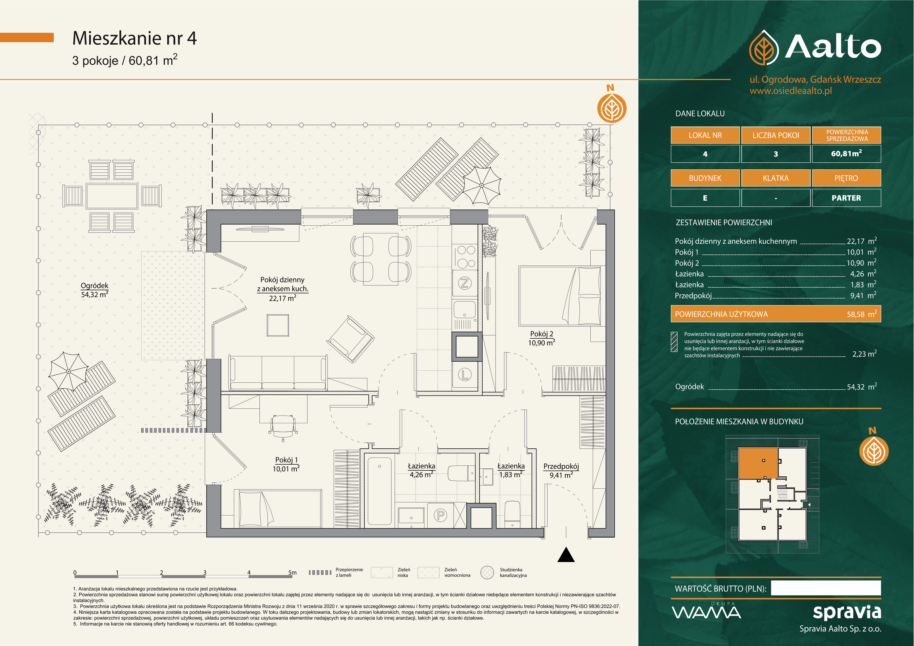 Mieszkanie 60,81 m², parter, oferta nr E-4, Aalto, Gdańsk, Wrzeszcz, ul. Ogrodowa-idx