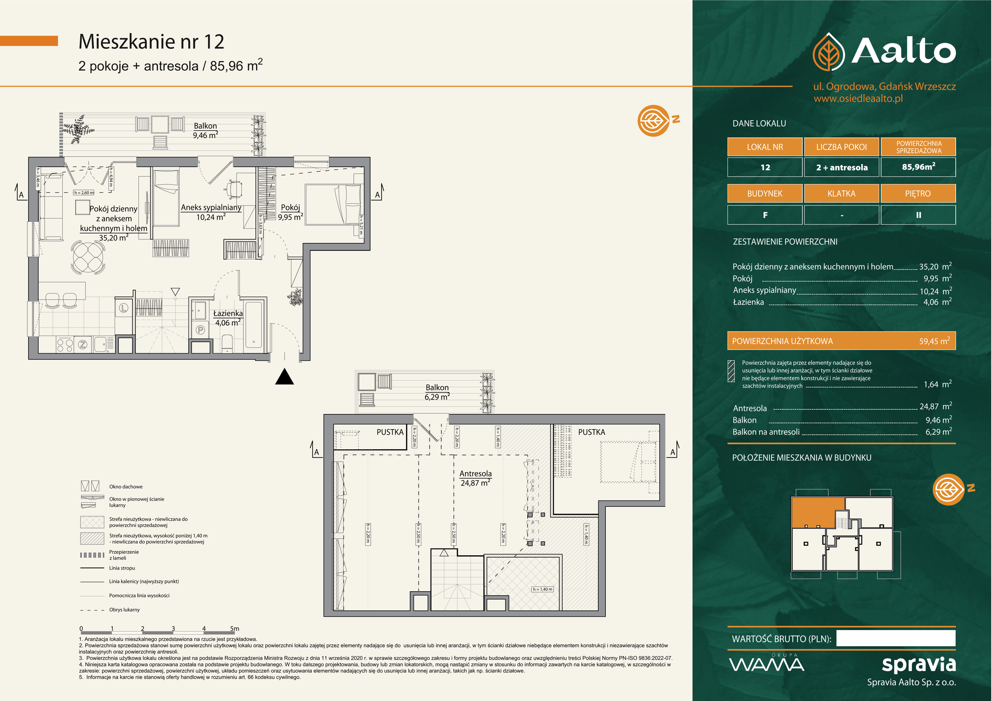 Mieszkanie 85,96 m², piętro 2, oferta nr F-12, Aalto, Gdańsk, Wrzeszcz, ul. Ogrodowa-idx