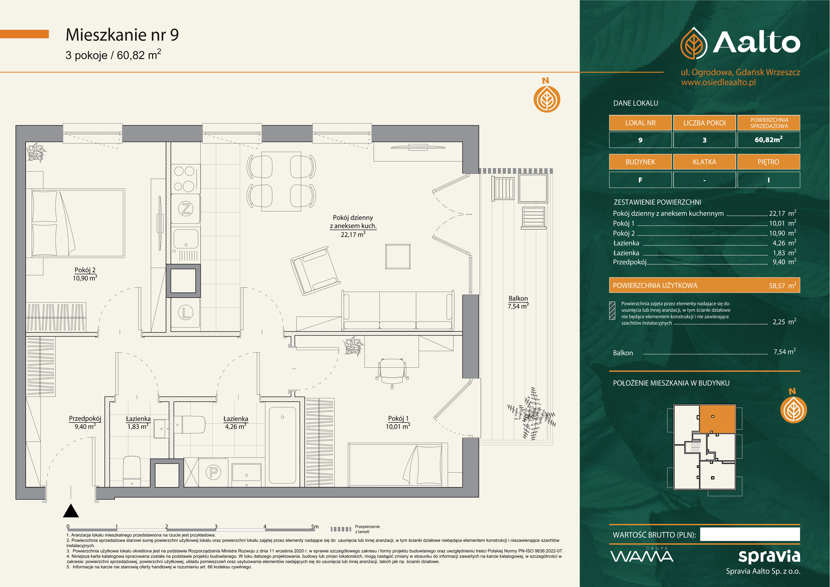 Mieszkanie 60,82 m², piętro 1, oferta nr F-9, Aalto, Gdańsk, Wrzeszcz, ul. Ogrodowa-idx