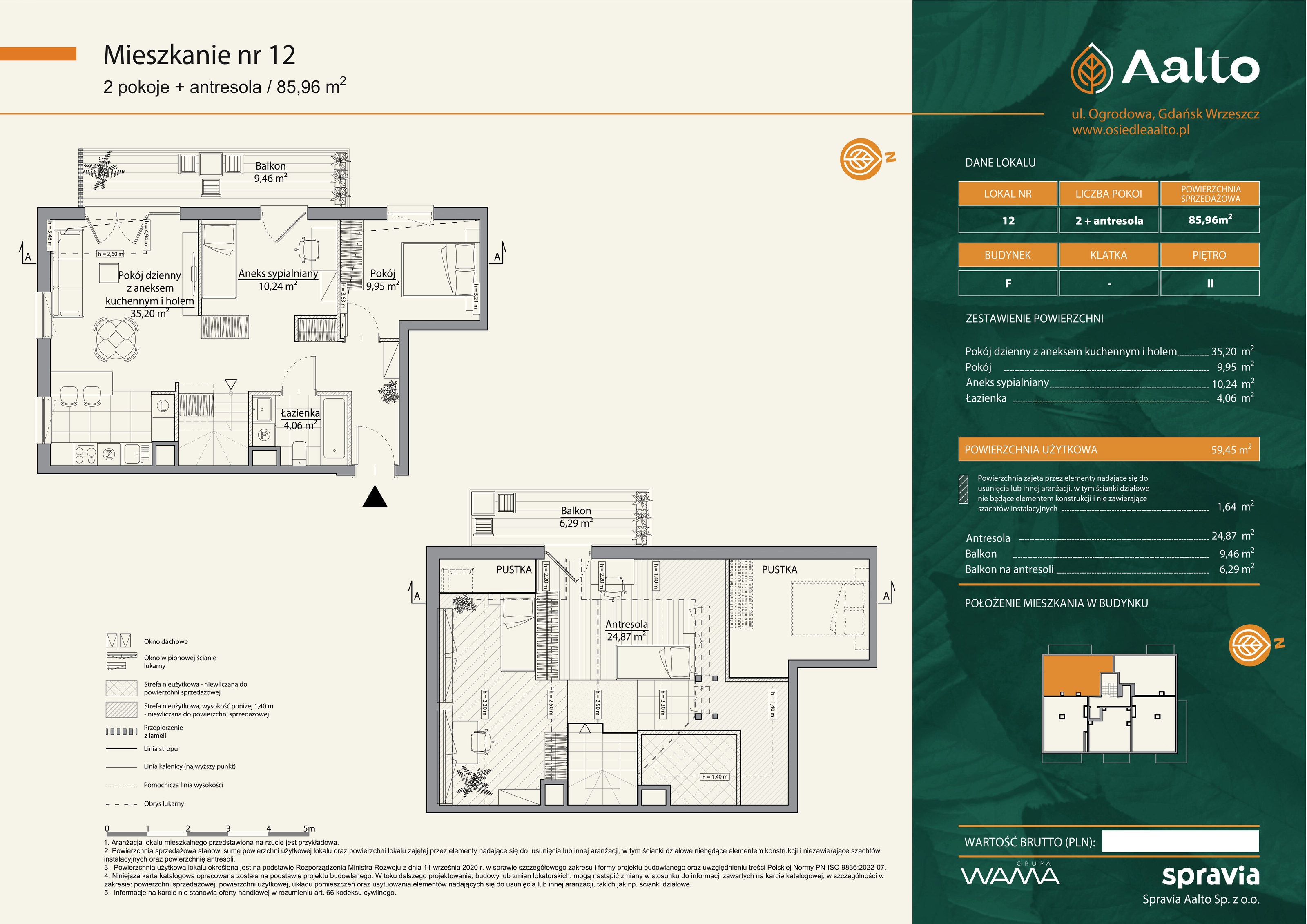 Mieszkanie 85,96 m², piętro 2, oferta nr F-12, Aalto, Gdańsk, Wrzeszcz, ul. Ogrodowa-idx