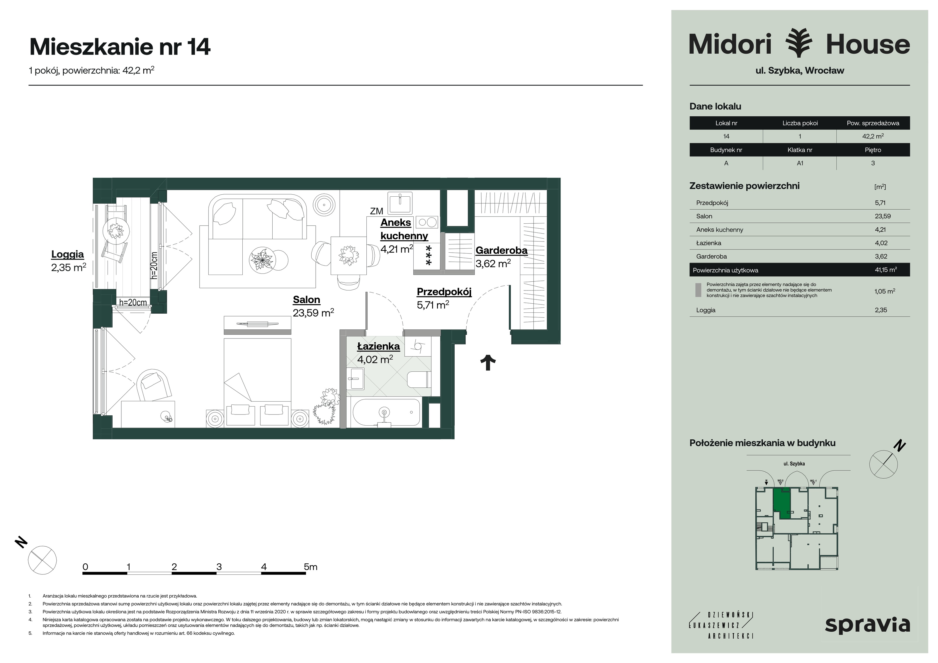 Mieszkanie 42,20 m², piętro 3, oferta nr 14, Midori House, Wrocław, Przedmieście Oławskie, ul. Szybka 9-idx