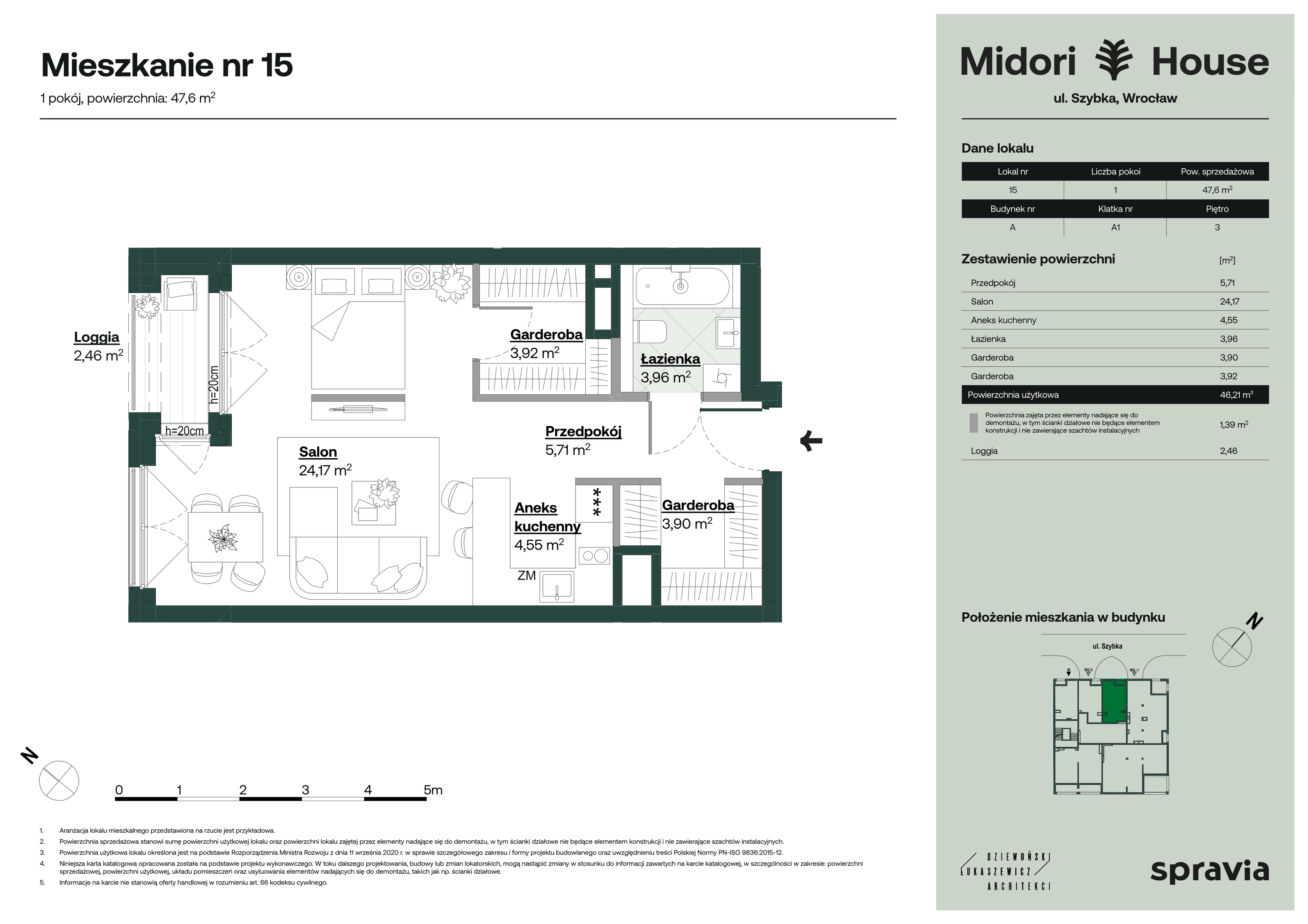 Mieszkanie 47,60 m², piętro 3, oferta nr 15, Midori House, Wrocław, Przedmieście Oławskie, ul. Szybka 9-idx