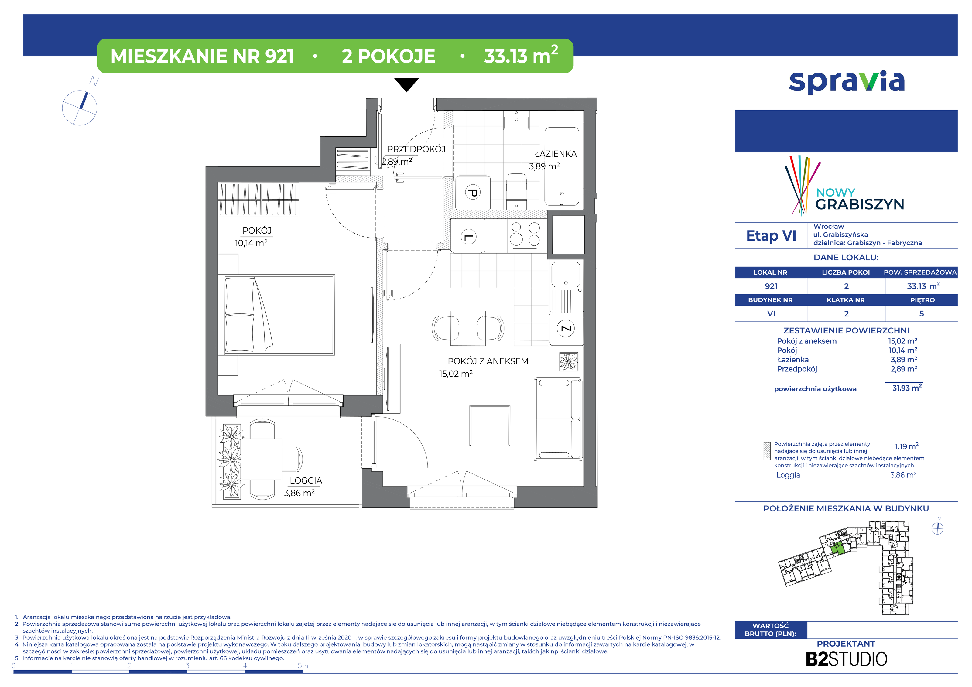 Mieszkanie 33,13 m², piętro 5, oferta nr 921, Nowy Grabiszyn 6, Wrocław, Grabiszyn-Grabiszynek, Fabryczna, ul. Miedziana-idx