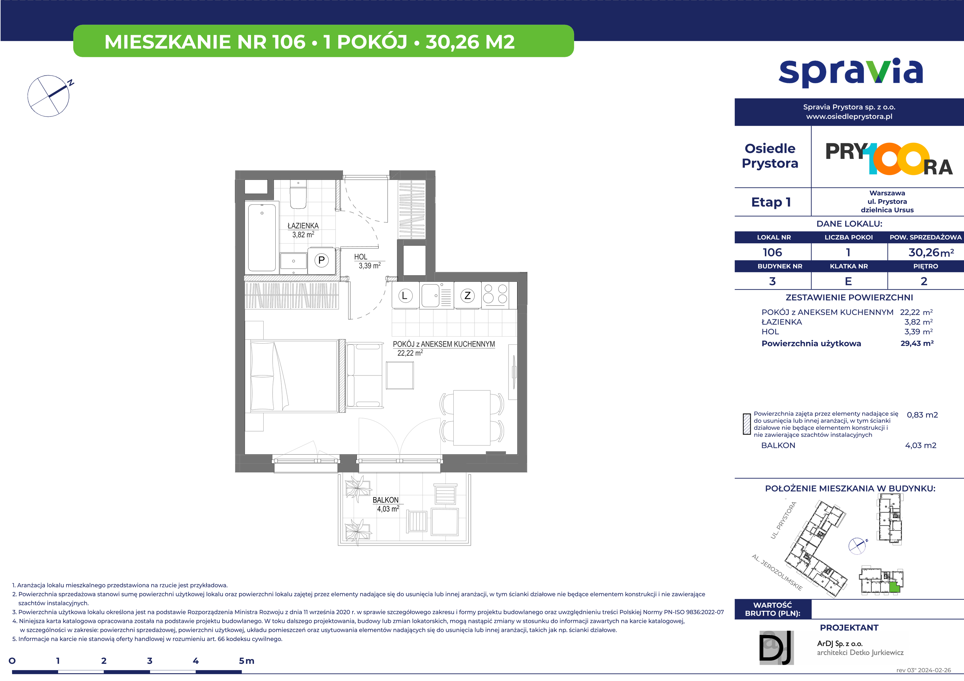 Mieszkanie 30,26 m², piętro 2, oferta nr 106, Osiedle Prystora, Warszawa, Ursus, Skorosze, ul. Prystora-idx