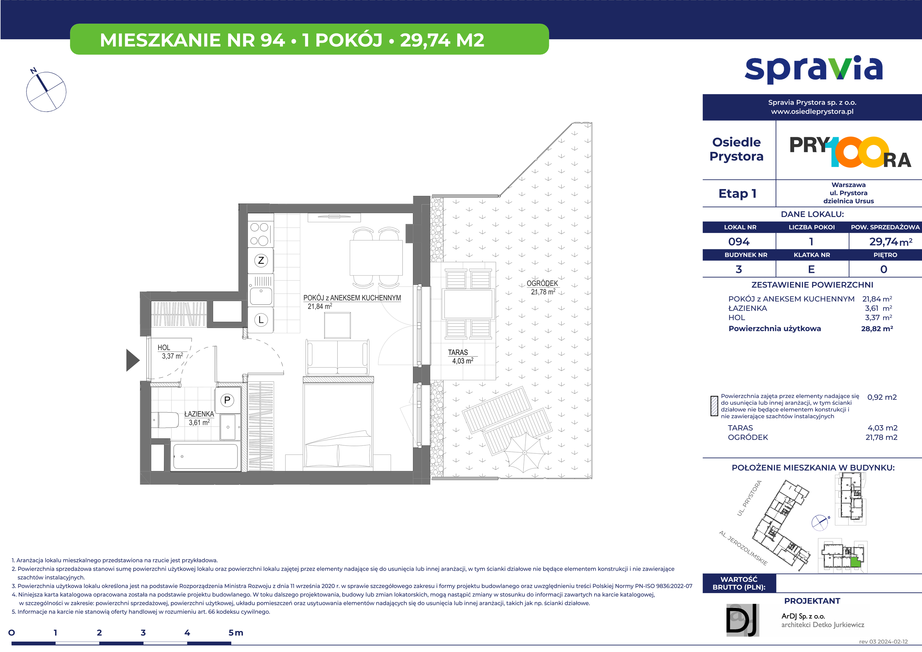 Mieszkanie 29,74 m², parter, oferta nr 94, Osiedle Prystora, Warszawa, Ursus, Skorosze, ul. Prystora-idx