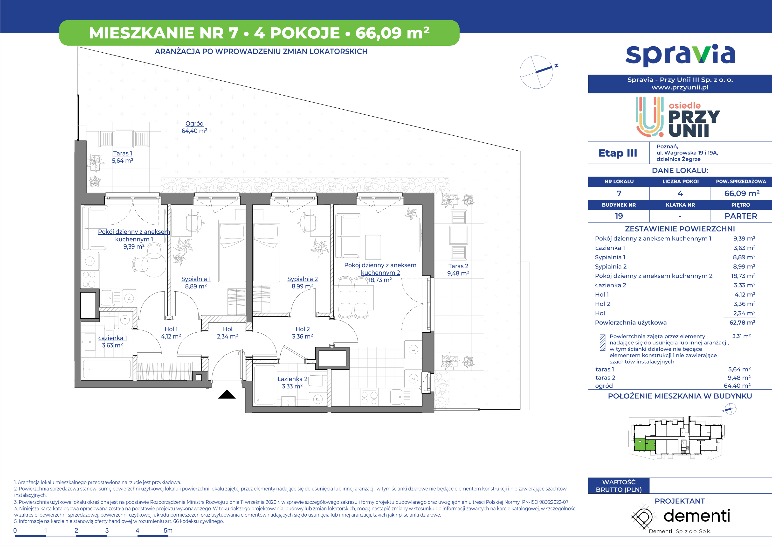 Mieszkanie 66,09 m², parter, oferta nr 19-7, Przy Unii, Poznań, Żegrze, ul. Wagrowska 19 i 19A-idx