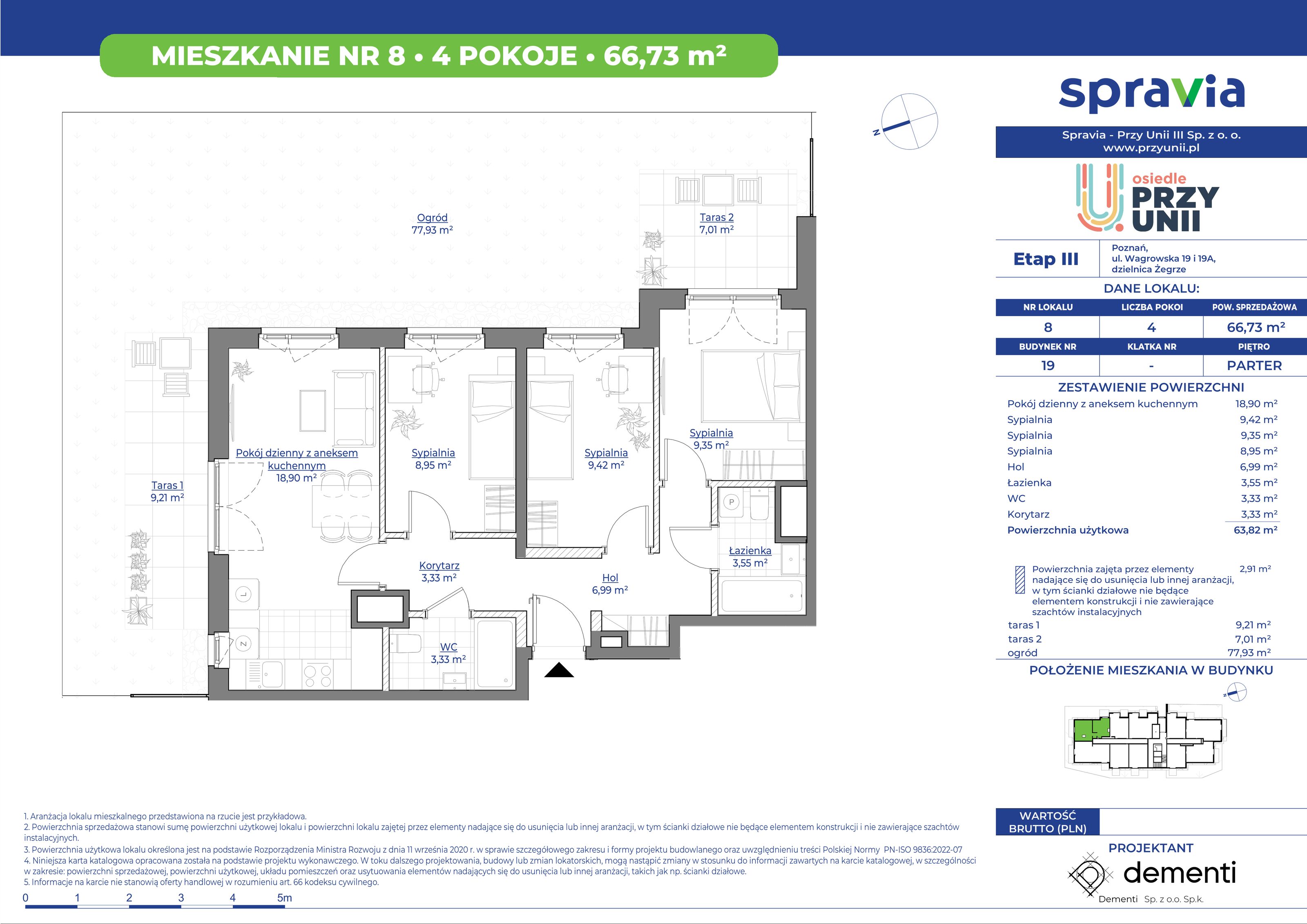 Mieszkanie 66,73 m², parter, oferta nr 19-8, Przy Unii, Poznań, Żegrze, ul. Wagrowska 19 i 19A-idx