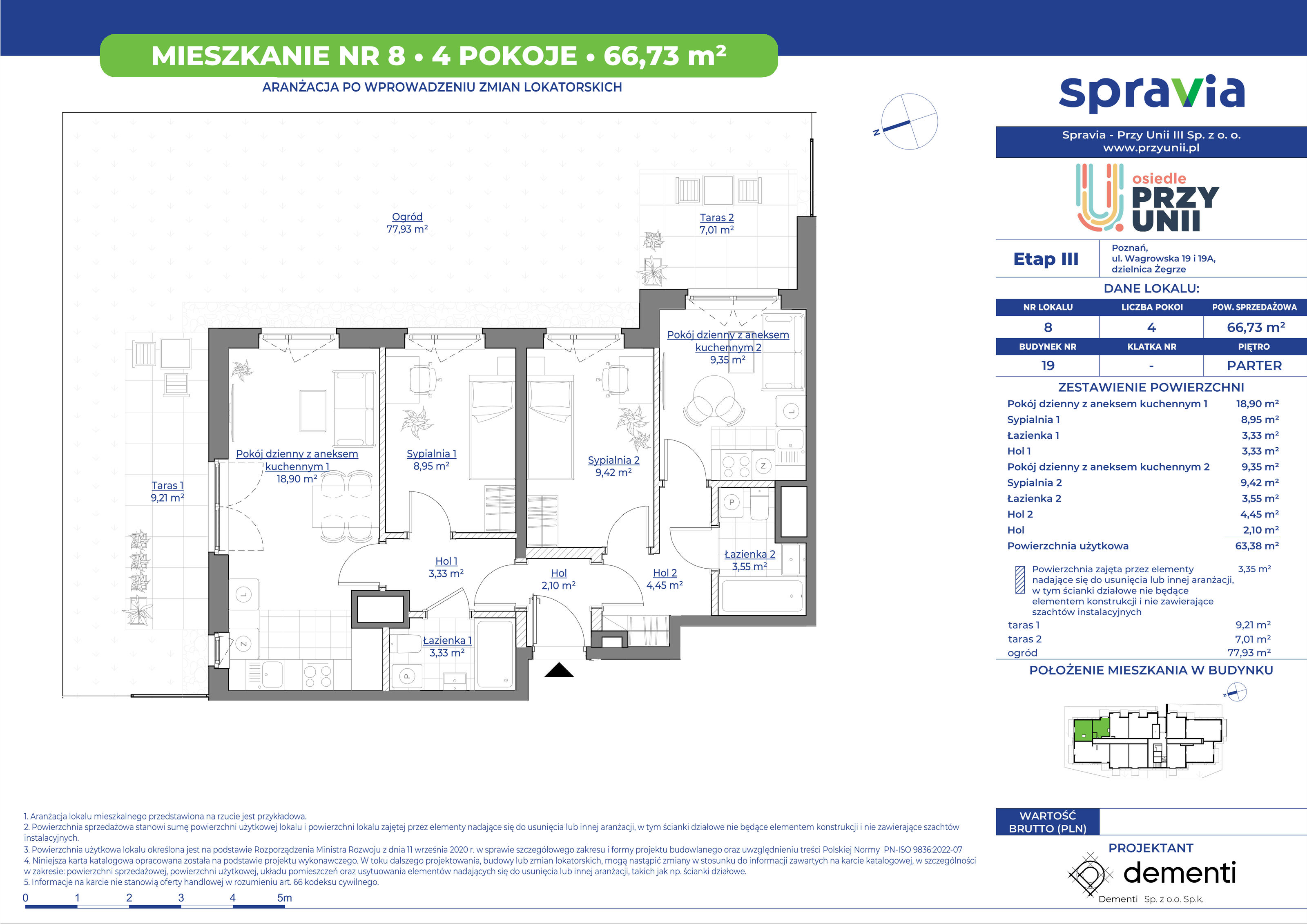 Mieszkanie 66,73 m², parter, oferta nr 19-8, Przy Unii, Poznań, Żegrze, ul. Wagrowska 19 i 19A-idx