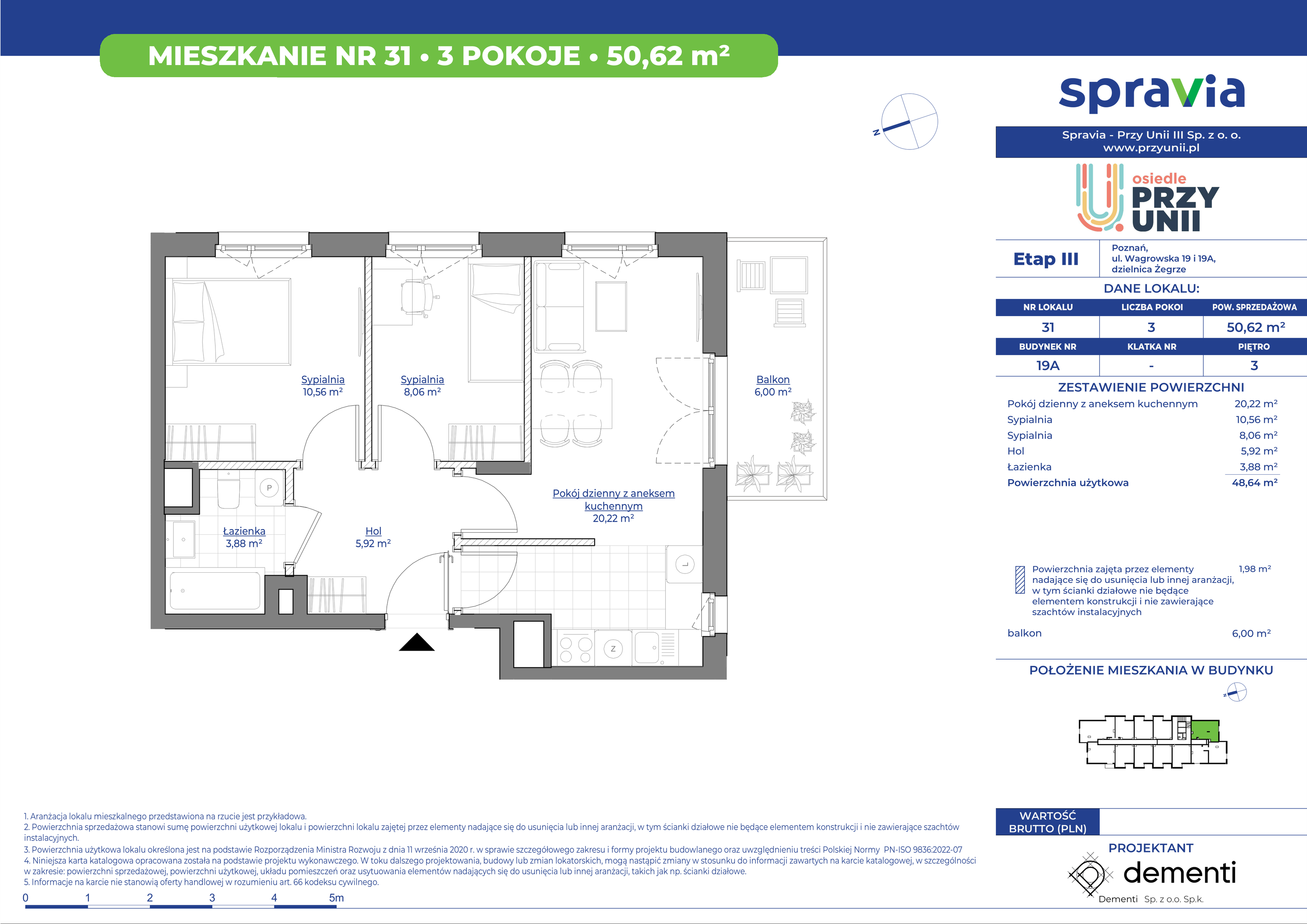 Mieszkanie 50,62 m², piętro 3, oferta nr 19A-31, Przy Unii, Poznań, Żegrze, ul. Wagrowska 19 i 19A-idx