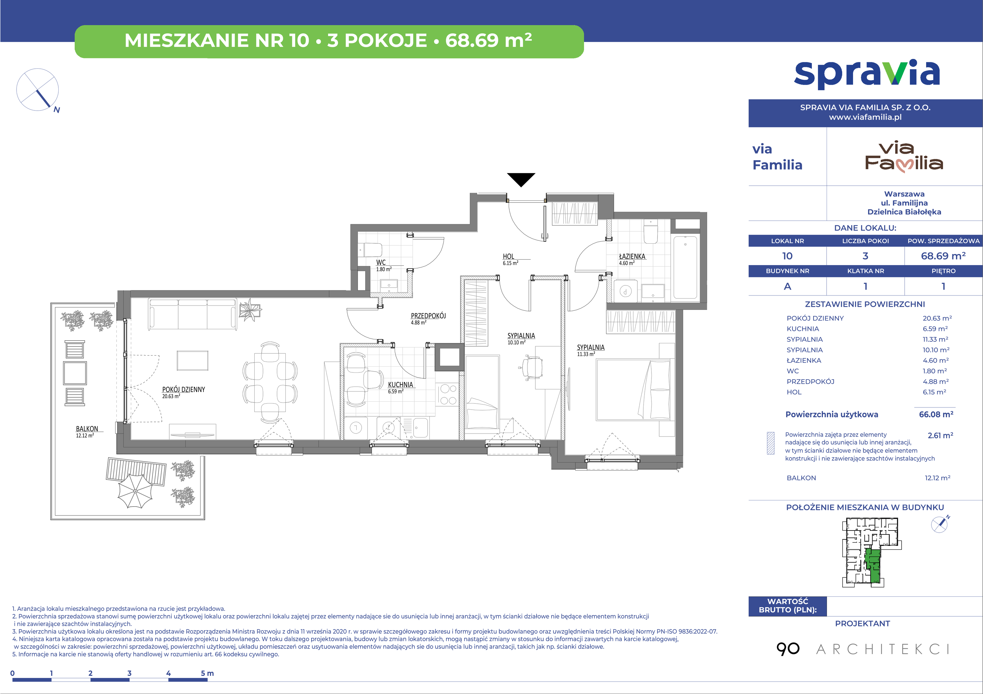 Mieszkanie 68,69 m², piętro 1, oferta nr 10, Via Familia, Warszawa, Białołęka, Żerań, ul. Familijna 9-idx