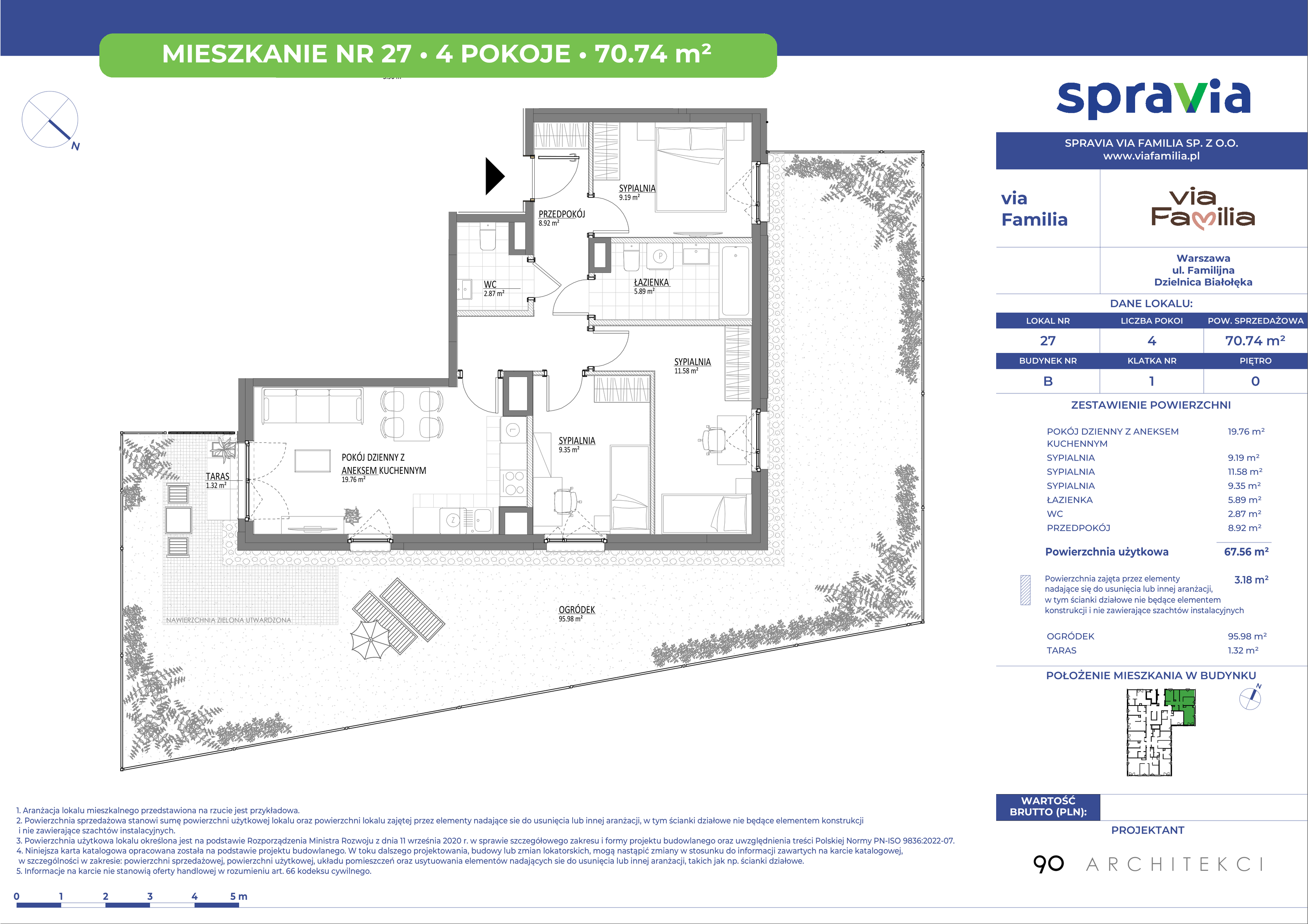 Mieszkanie 70,74 m², parter, oferta nr 27, Via Familia, Warszawa, Białołęka, Żerań, ul. Familijna 9-idx