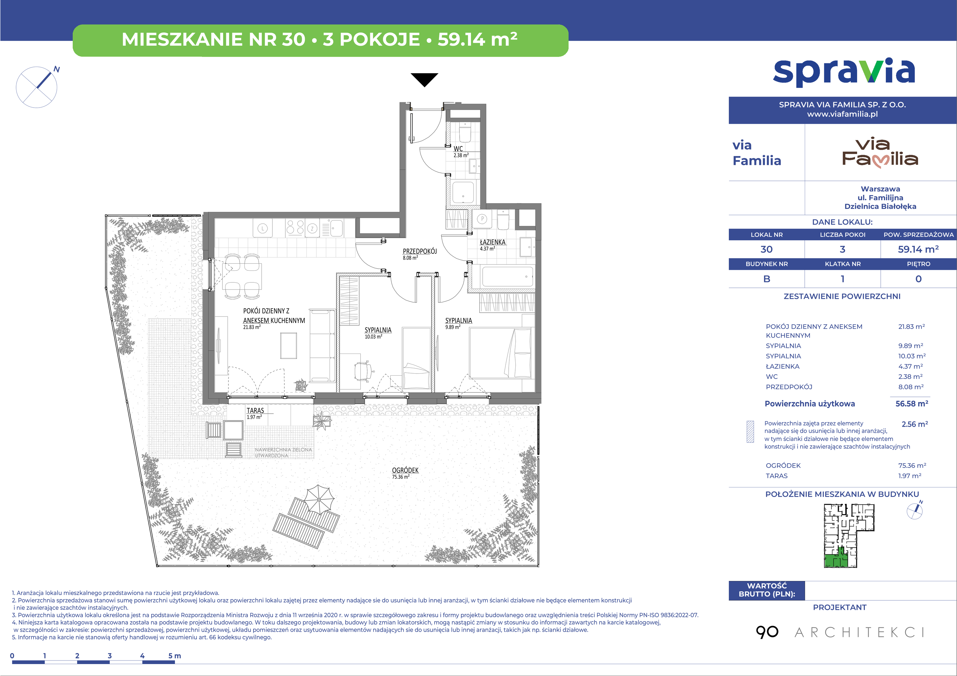 Mieszkanie 59,14 m², parter, oferta nr 30, Via Familia, Warszawa, Białołęka, Żerań, ul. Familijna 9-idx