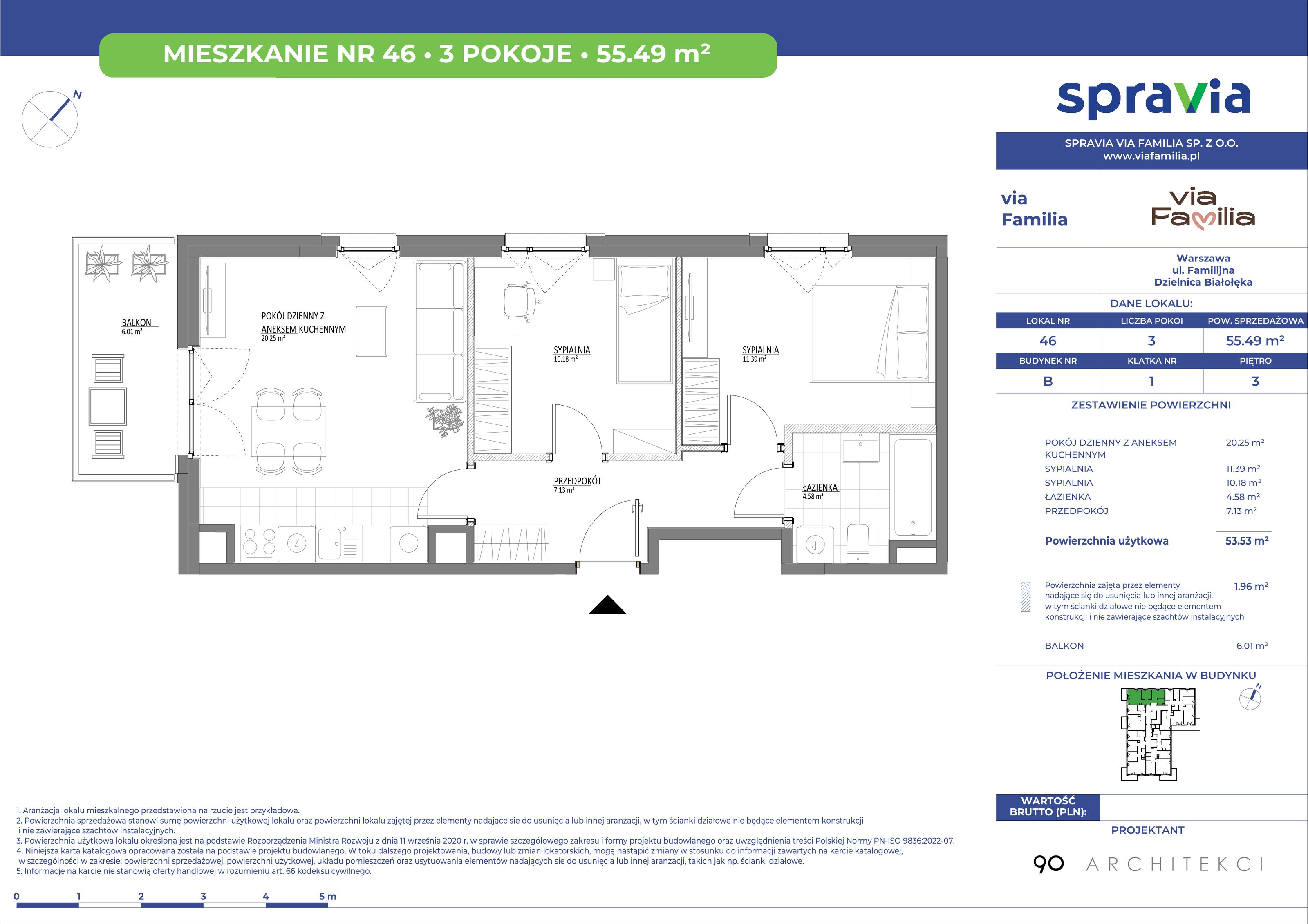 Mieszkanie 55,49 m², piętro 3, oferta nr 46, Via Familia, Warszawa, Białołęka, Żerań, ul. Familijna 9-idx