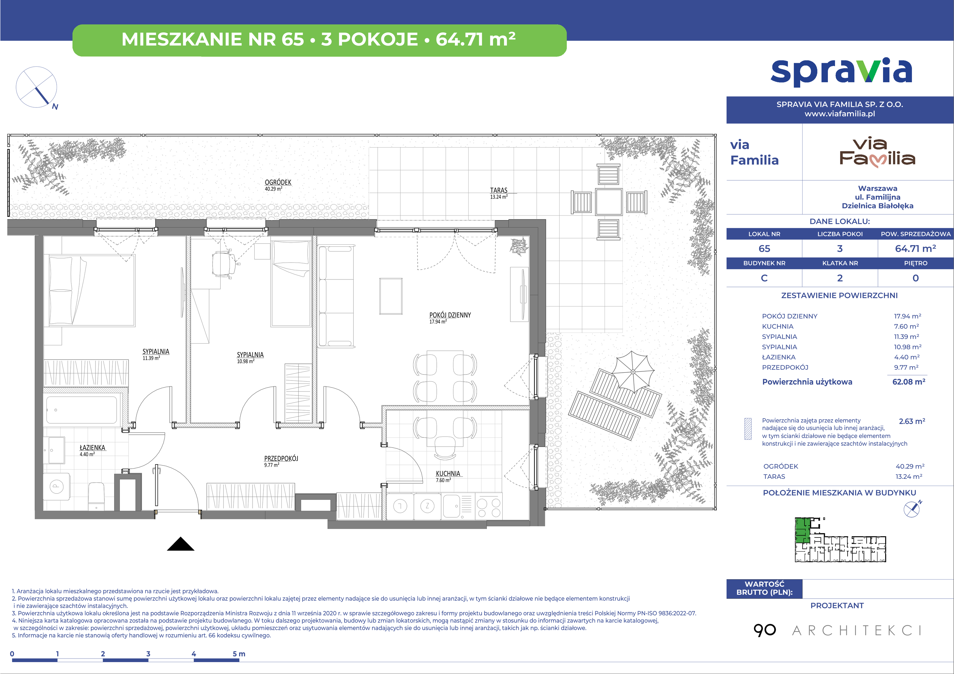 Mieszkanie 64,71 m², parter, oferta nr 65, Via Familia, Warszawa, Białołęka, Żerań, ul. Familijna 9-idx