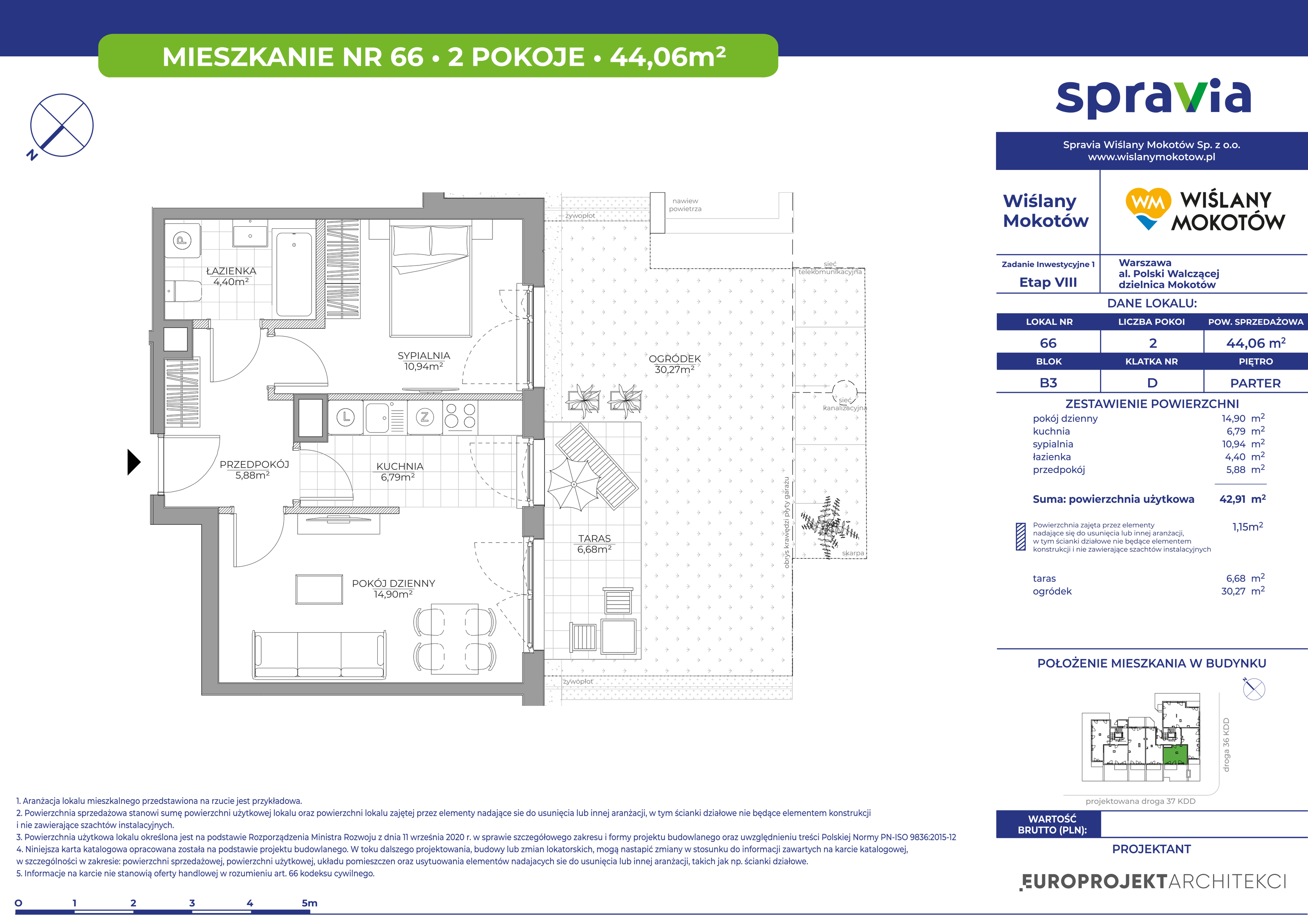 Mieszkanie 44,06 m², parter, oferta nr 66, Wiślany Mokotów, Warszawa, Mokotów, Czerniaków, Al. Polski Walczącej-idx