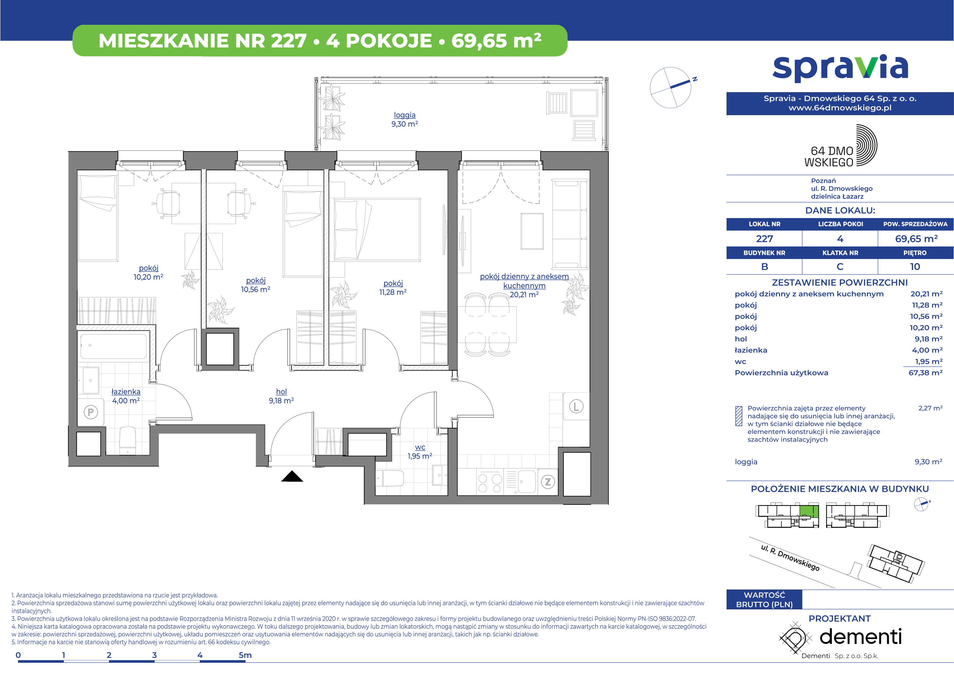 Mieszkanie 70,68 m², piętro 10, oferta nr 227, 64 Dmowskiego, Poznań, Św. Łazarz, Łazarz, ul. R. Dmowskiego-idx