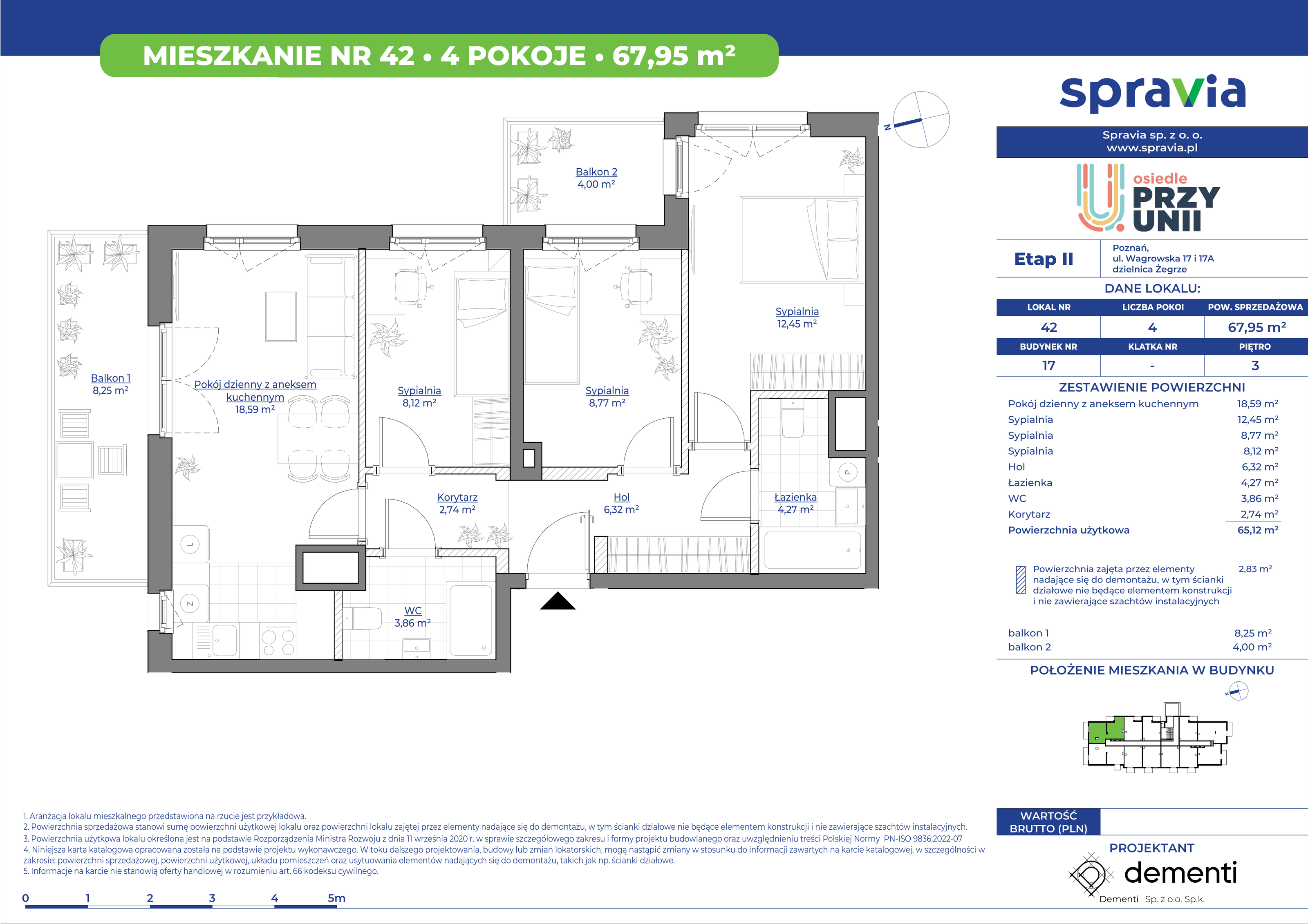 Mieszkanie 67,95 m², piętro 3, oferta nr 17_42, Przy Unii II, Poznań, Starołęka-Minikowo-Marlewo, Nowe Miasto, ul. Wagrowska 17 i 17A-idx