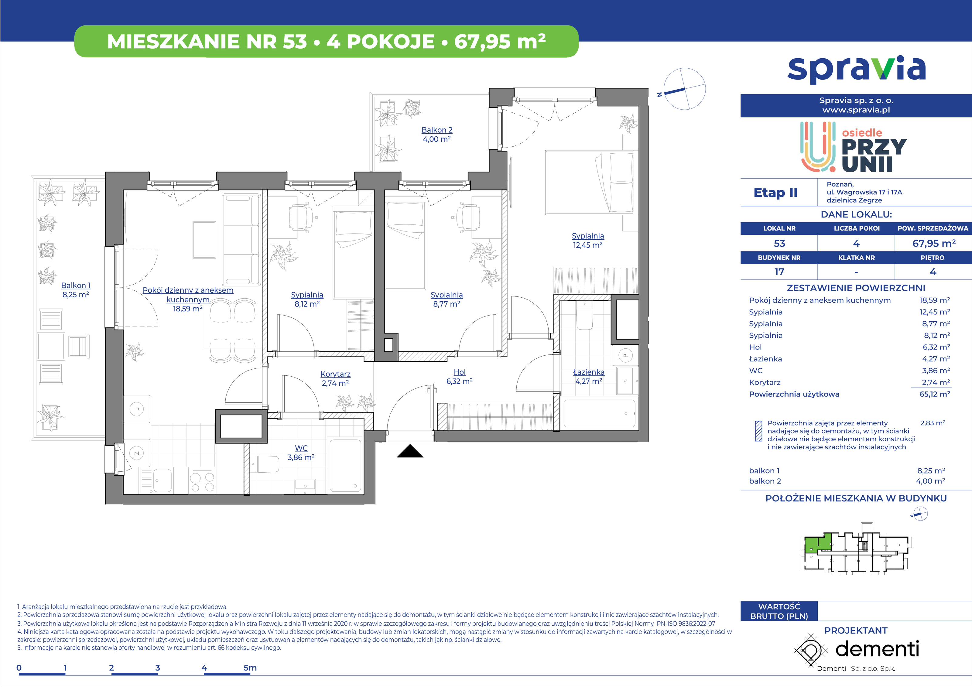 Mieszkanie 67,95 m², piętro 4, oferta nr 17_53, Przy Unii II, Poznań, Starołęka-Minikowo-Marlewo, Nowe Miasto, ul. Wagrowska 17 i 17A-idx