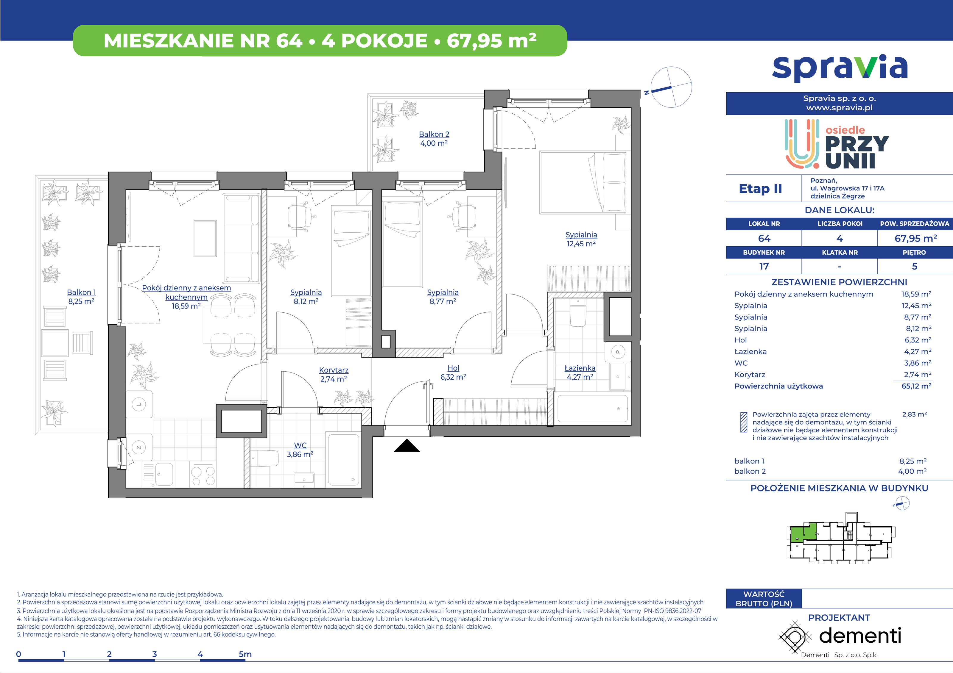 Mieszkanie 67,95 m², piętro 5, oferta nr 17_64, Przy Unii II, Poznań, Starołęka-Minikowo-Marlewo, Nowe Miasto, ul. Wagrowska 17 i 17A-idx