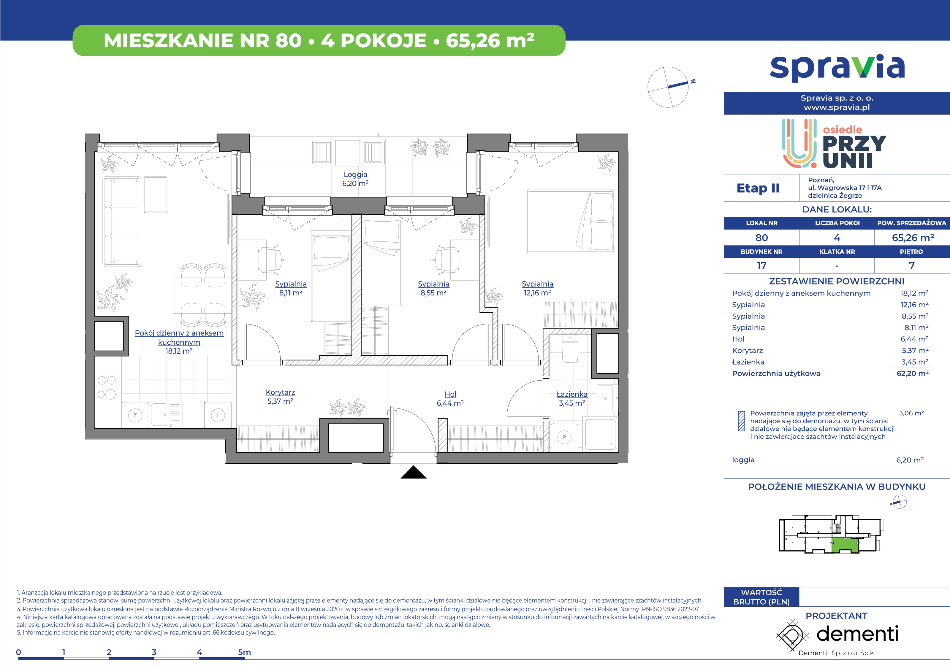 Mieszkanie 65,26 m², piętro 7, oferta nr 17_80, Przy Unii II, Poznań, Starołęka-Minikowo-Marlewo, Nowe Miasto, ul. Wagrowska 17 i 17A-idx