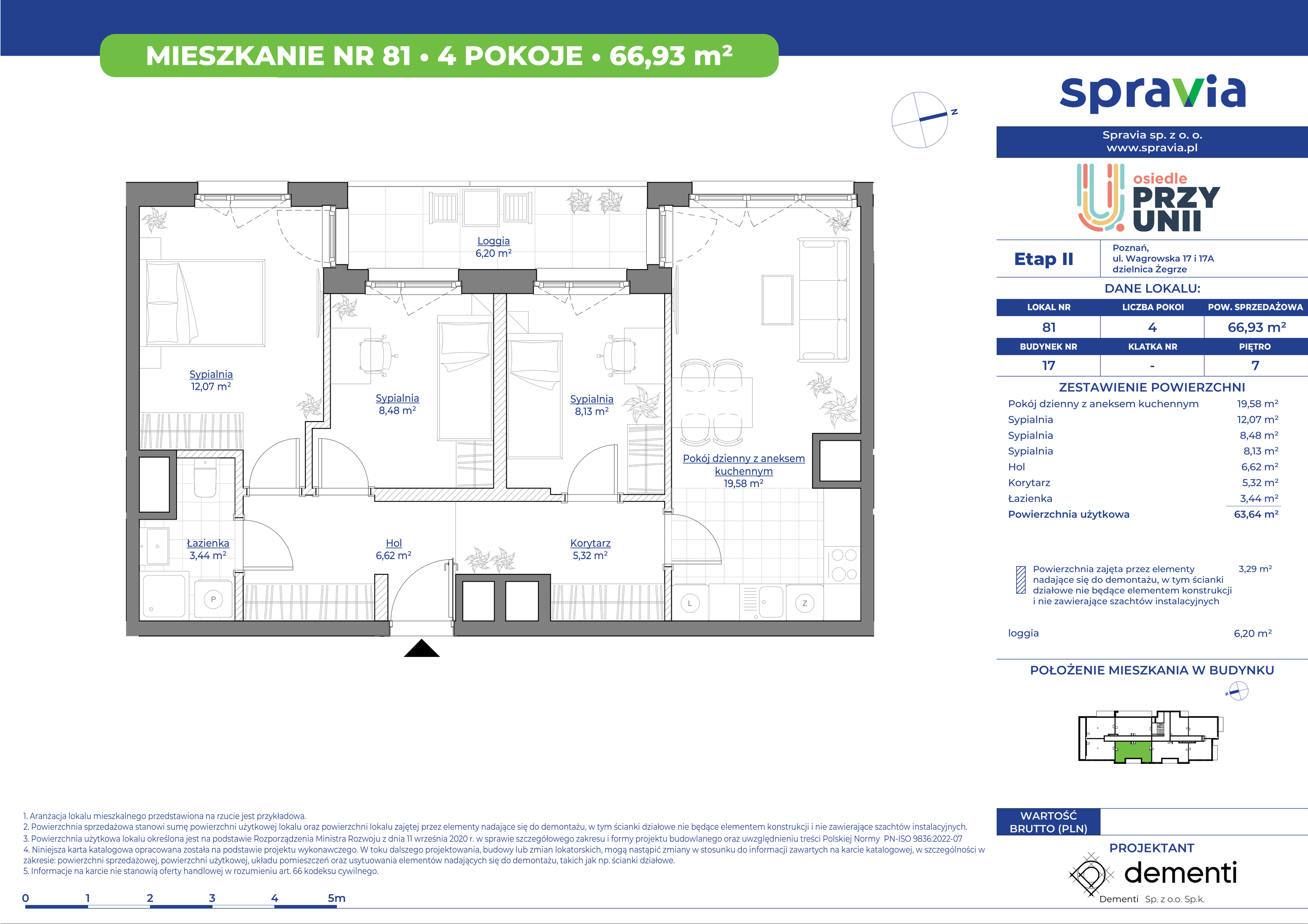 Mieszkanie 66,93 m², piętro 7, oferta nr 17_81, Przy Unii II, Poznań, Starołęka-Minikowo-Marlewo, Nowe Miasto, ul. Wagrowska 17 i 17A-idx