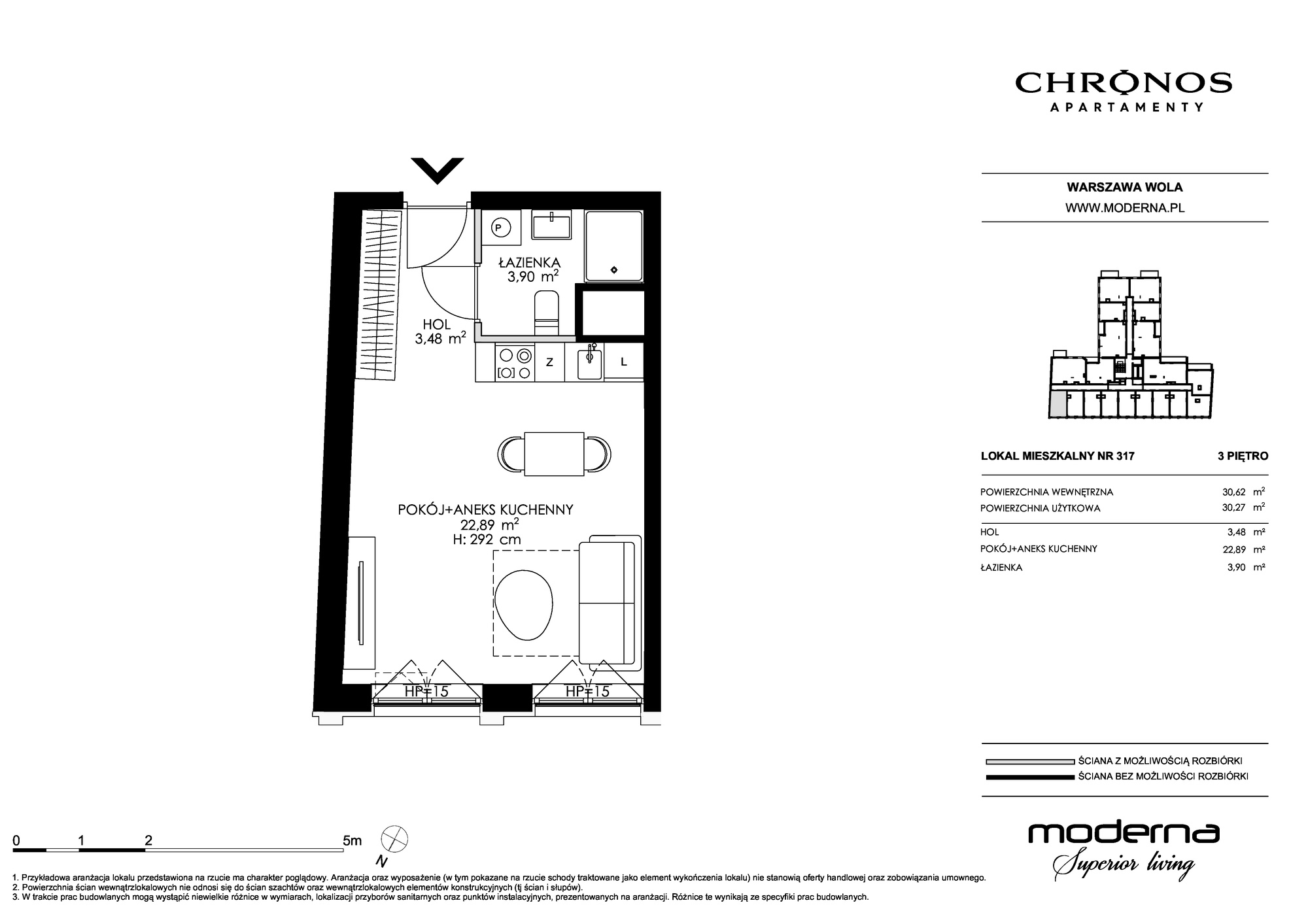 Apartament 30,27 m², piętro 3, oferta nr 317, Chronos na Woli, Warszawa, Wola, Mirów, Al. Solidarności 153-idx