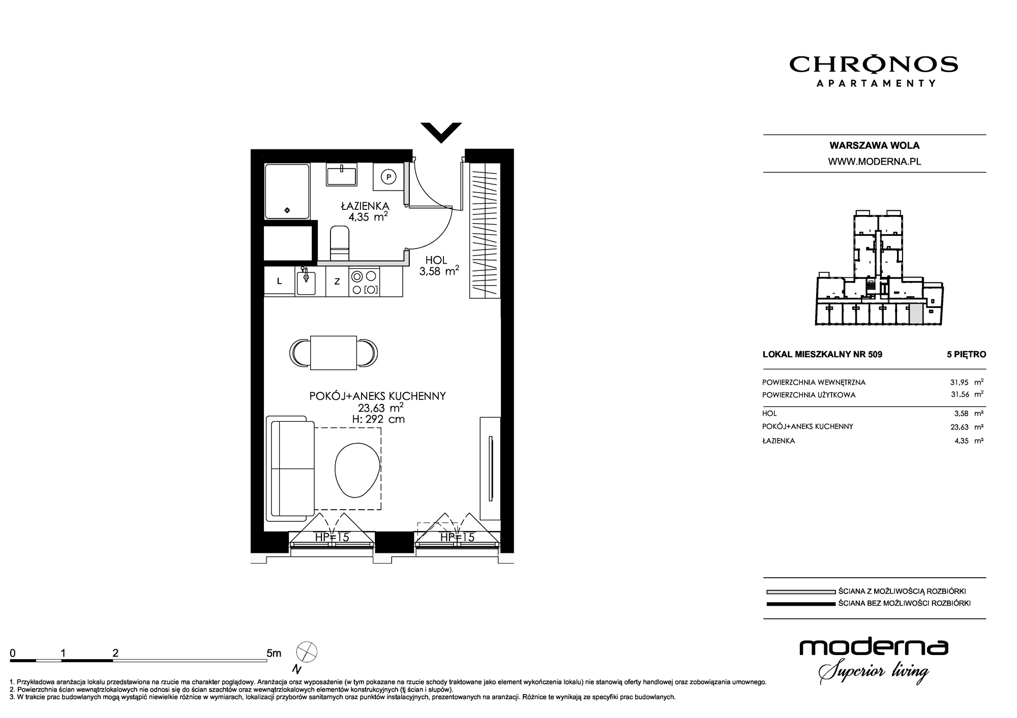 Apartament 31,56 m², piętro 5, oferta nr 509, Chronos na Woli, Warszawa, Wola, Mirów, Al. Solidarności 153-idx