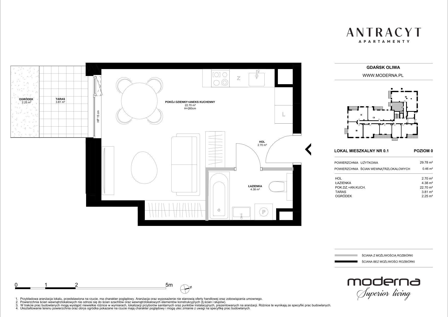 Mieszkanie 29,78 m², parter, oferta nr 0.1, Antracyt, Gdańsk, Oliwa, ul. Czyżewskiego 31A-idx