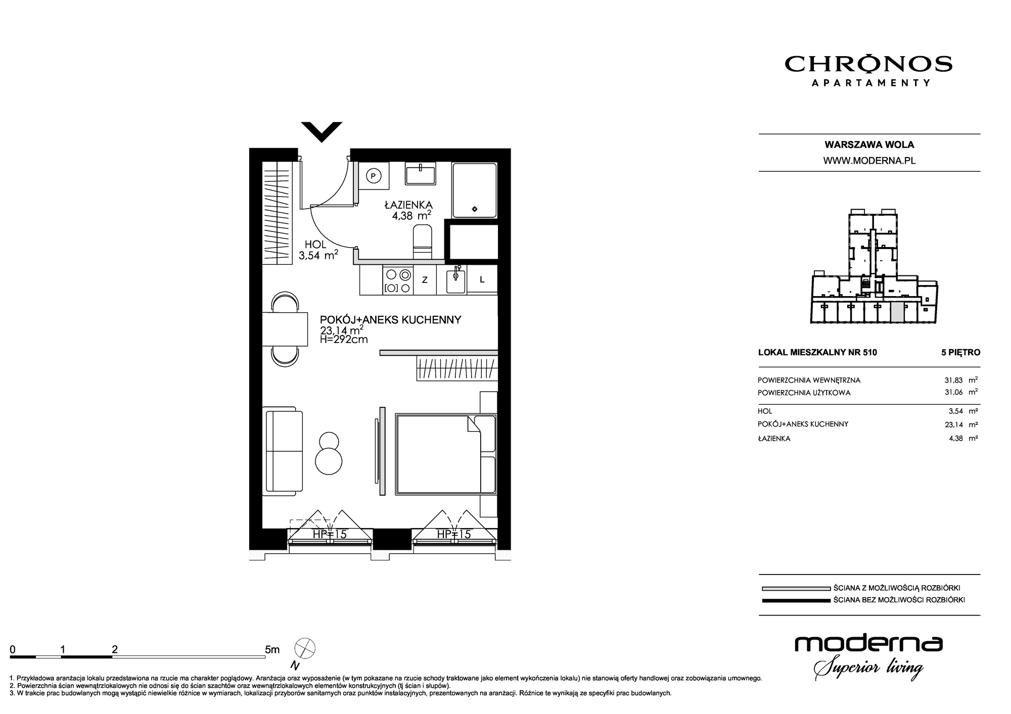 Apartament 31,06 m², piętro 5, oferta nr 510, Chronos na Woli, Warszawa, Wola, Mirów, Al. Solidarności 153-idx