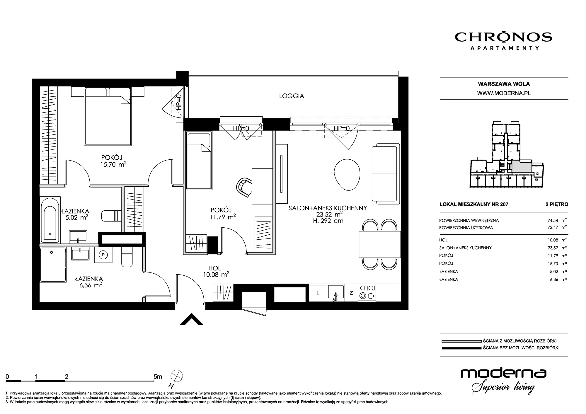 Apartament 72,47 m², piętro 2, oferta nr 207, Chronos na Woli, Warszawa, Wola, Mirów, Al. Solidarności 153-idx