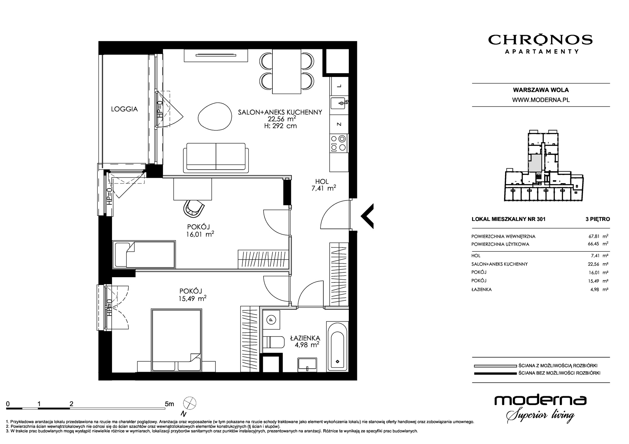 Mieszkanie 66,45 m², piętro 3, oferta nr 301, Chronos na Woli, Warszawa, Wola, Mirów, Al. Solidarności 153-idx