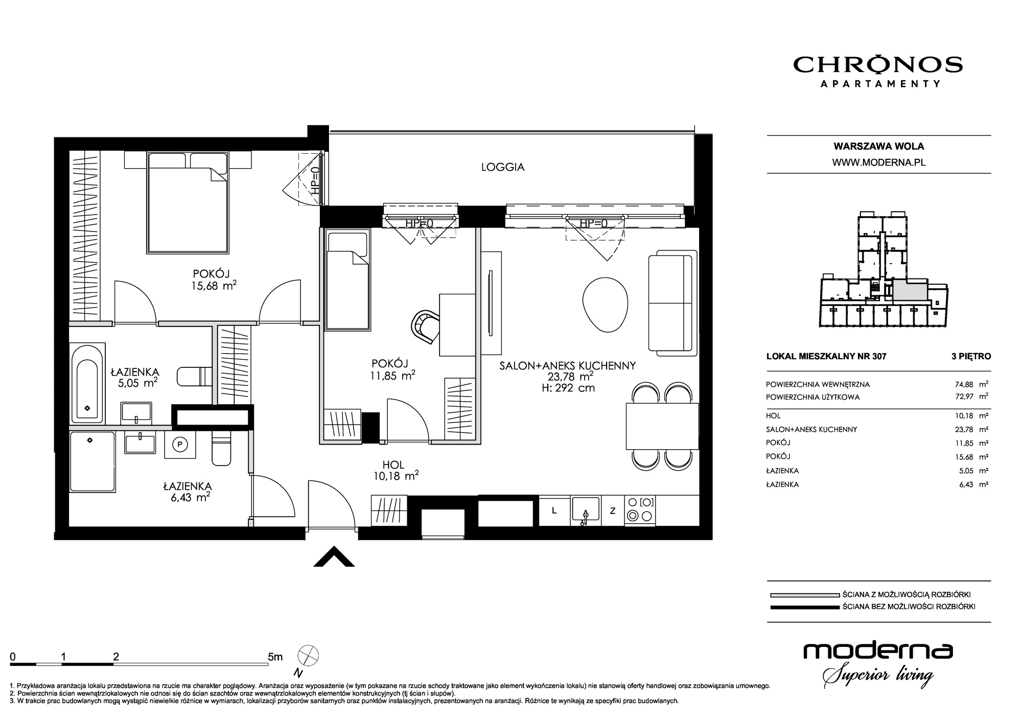 Apartament 72,97 m², piętro 3, oferta nr 307, Chronos na Woli, Warszawa, Wola, Mirów, Al. Solidarności 153-idx