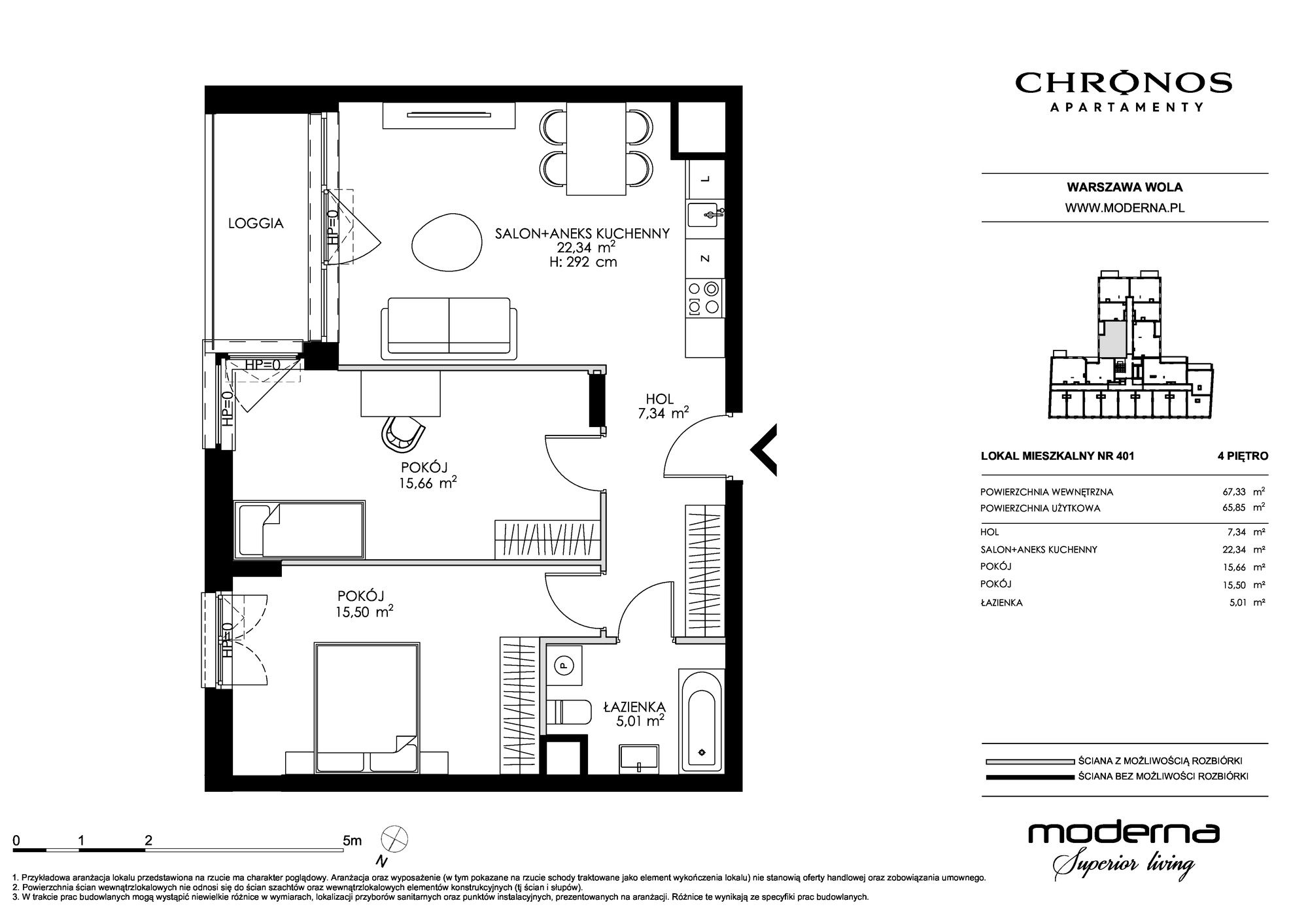 Apartament 65,85 m², piętro 4, oferta nr 401, Chronos na Woli, Warszawa, Wola, Mirów, Al. Solidarności 153-idx