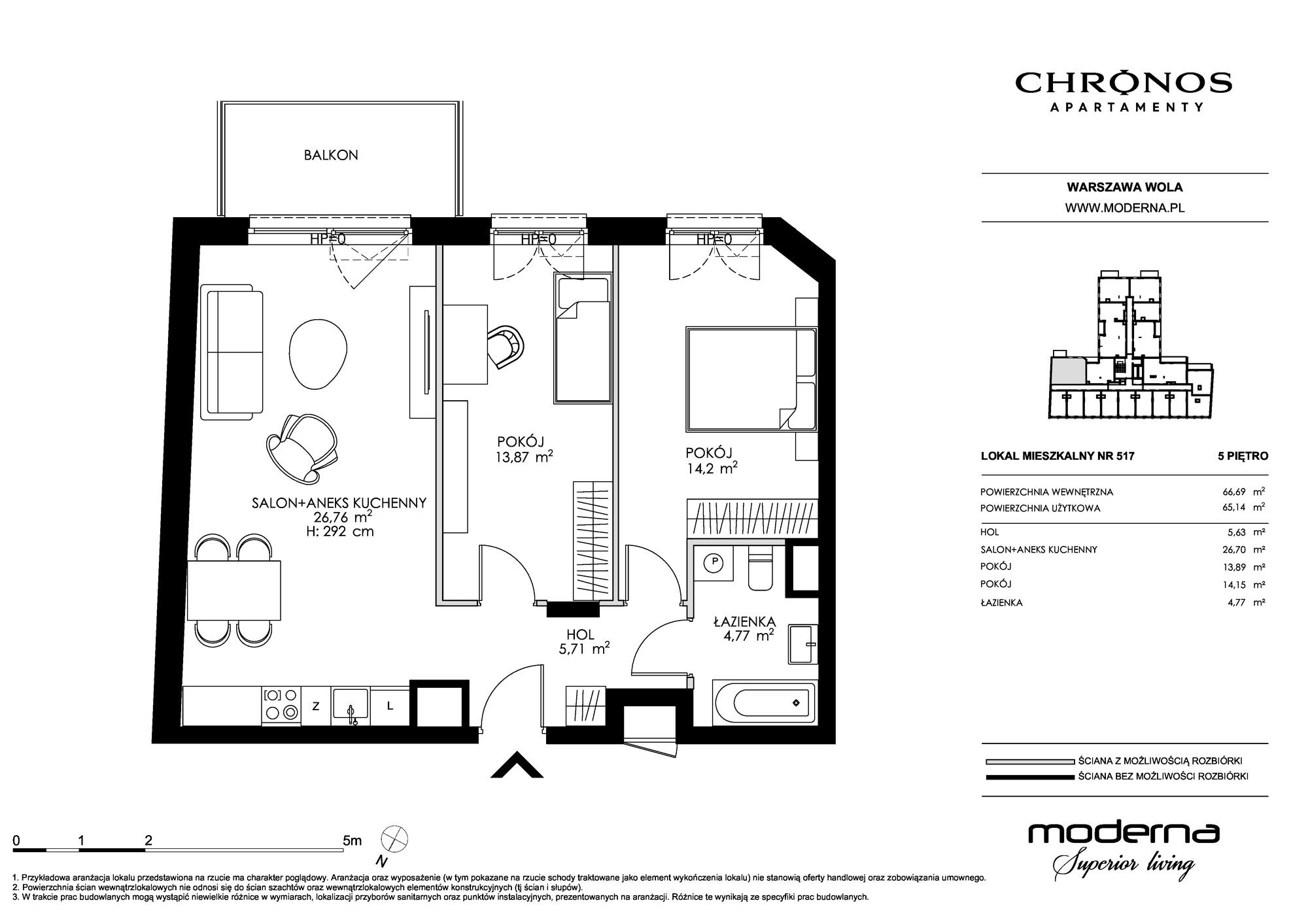 Apartament 65,14 m², piętro 5, oferta nr 517, Chronos na Woli, Warszawa, Wola, Mirów, Al. Solidarności 153-idx