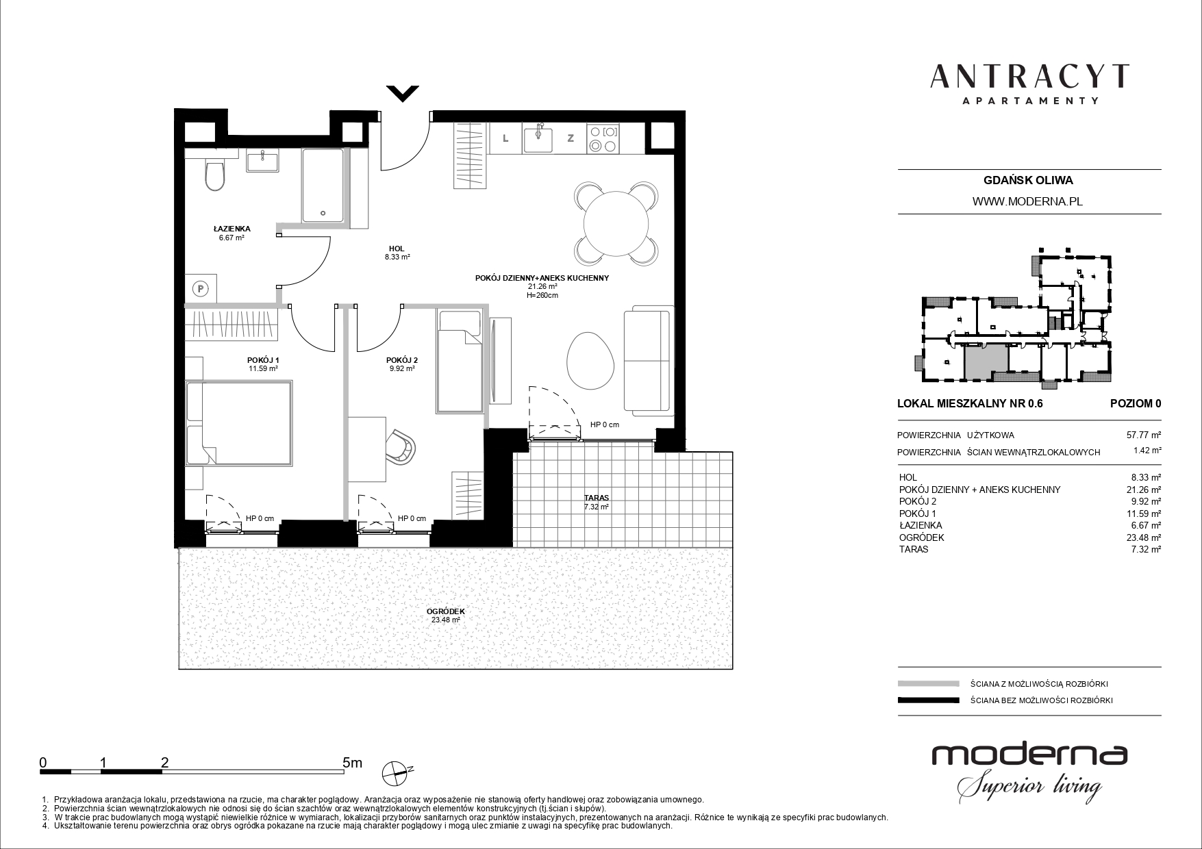 Apartament 57,77 m², parter, oferta nr 0.6, Antracyt, Gdańsk, Oliwa, ul. Czyżewskiego 31A-idx